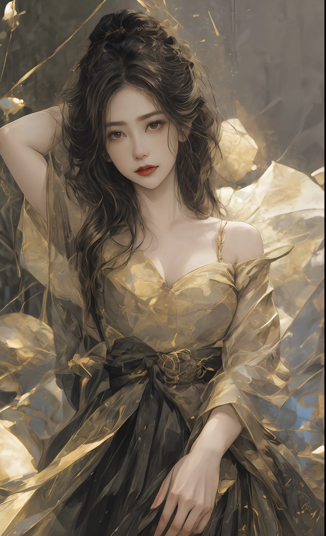 A girl, ancient Chinese costume, Whole body, Sunshine, Clear face, Clean white background, Masterpiece, Super detail, Epic composition, Ultra HD, High quality, Extremely detailed, offcial art, Uniform 8K wallpaper, Super detail, 32K,(tmasterpiece:1.3),best qualtiy,A high resolution,A tall and beautiful woman,Densely textured skin,fine double eyelids and bright eyes,Dark brown wavy hair,(dunhuang_dress,dunhuang_clothes),Around the belt,Wearing a necklace,(Streamers),(Desert dunes as a backdrop),Presents beautiful facial details and skin texture。