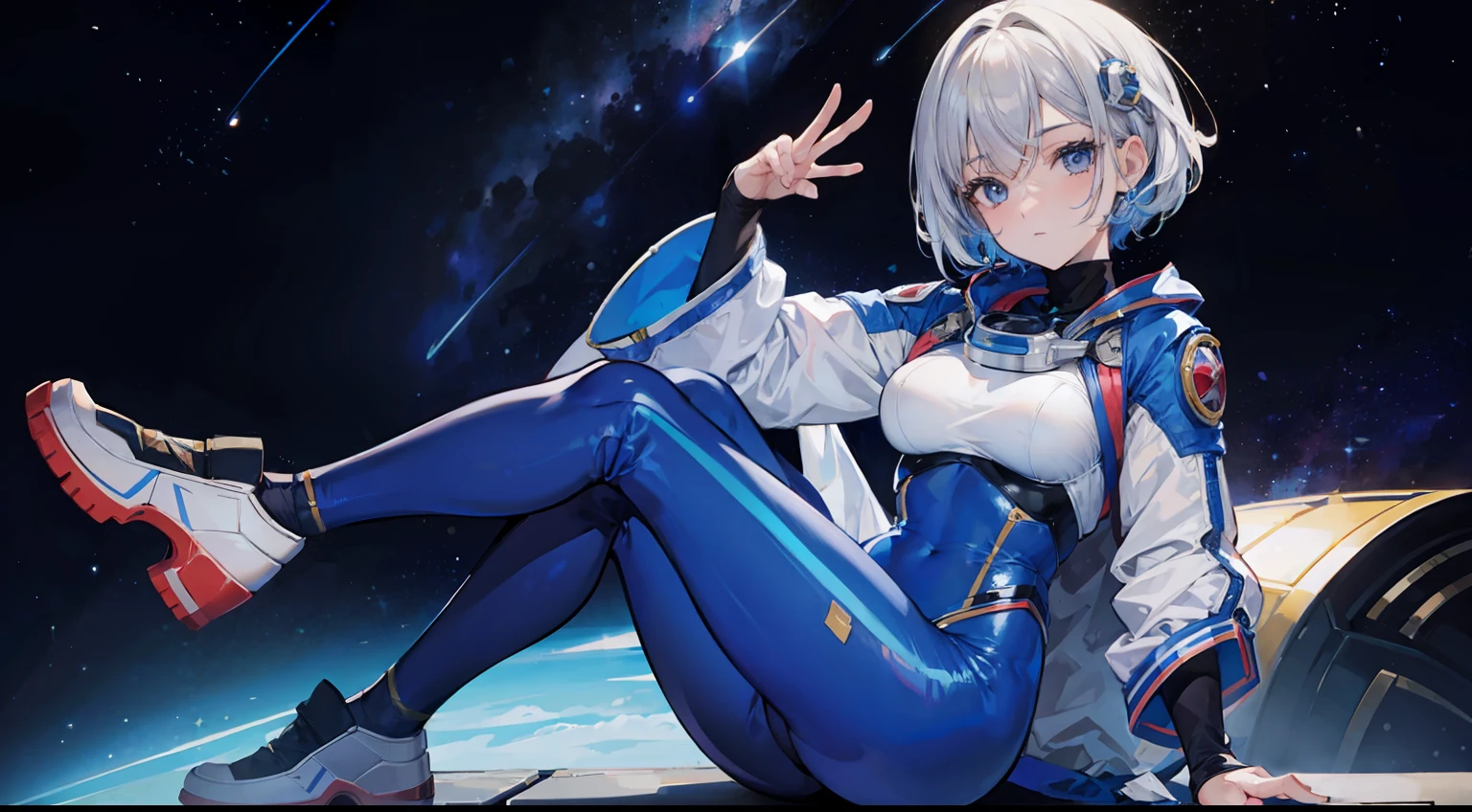 masterpiece, Anne-Marie Alto as space cadet, detailed face, fullbody, extra detail, character sheet, many items
