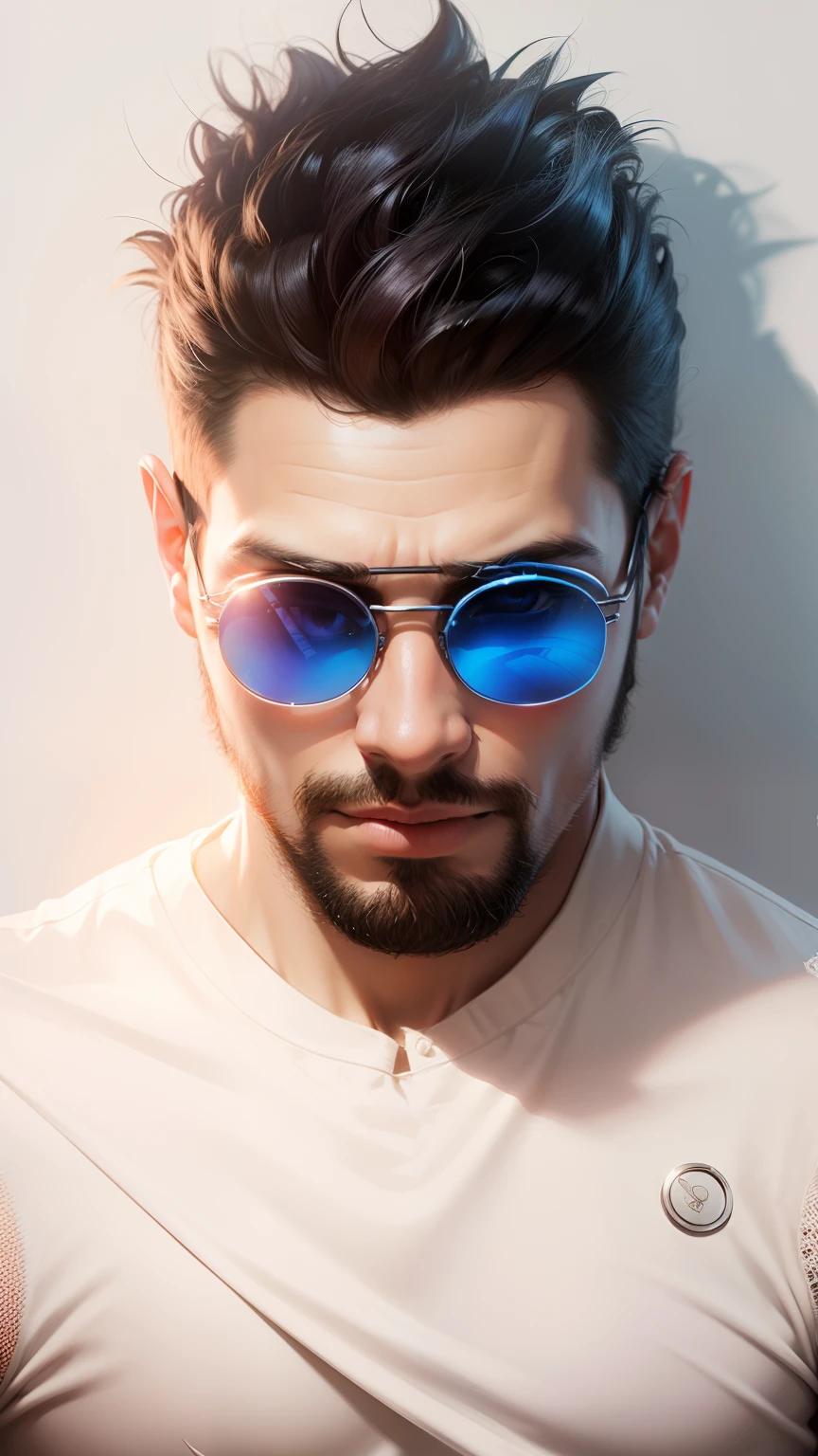 Change this image into super smooth background and change face into cartoon