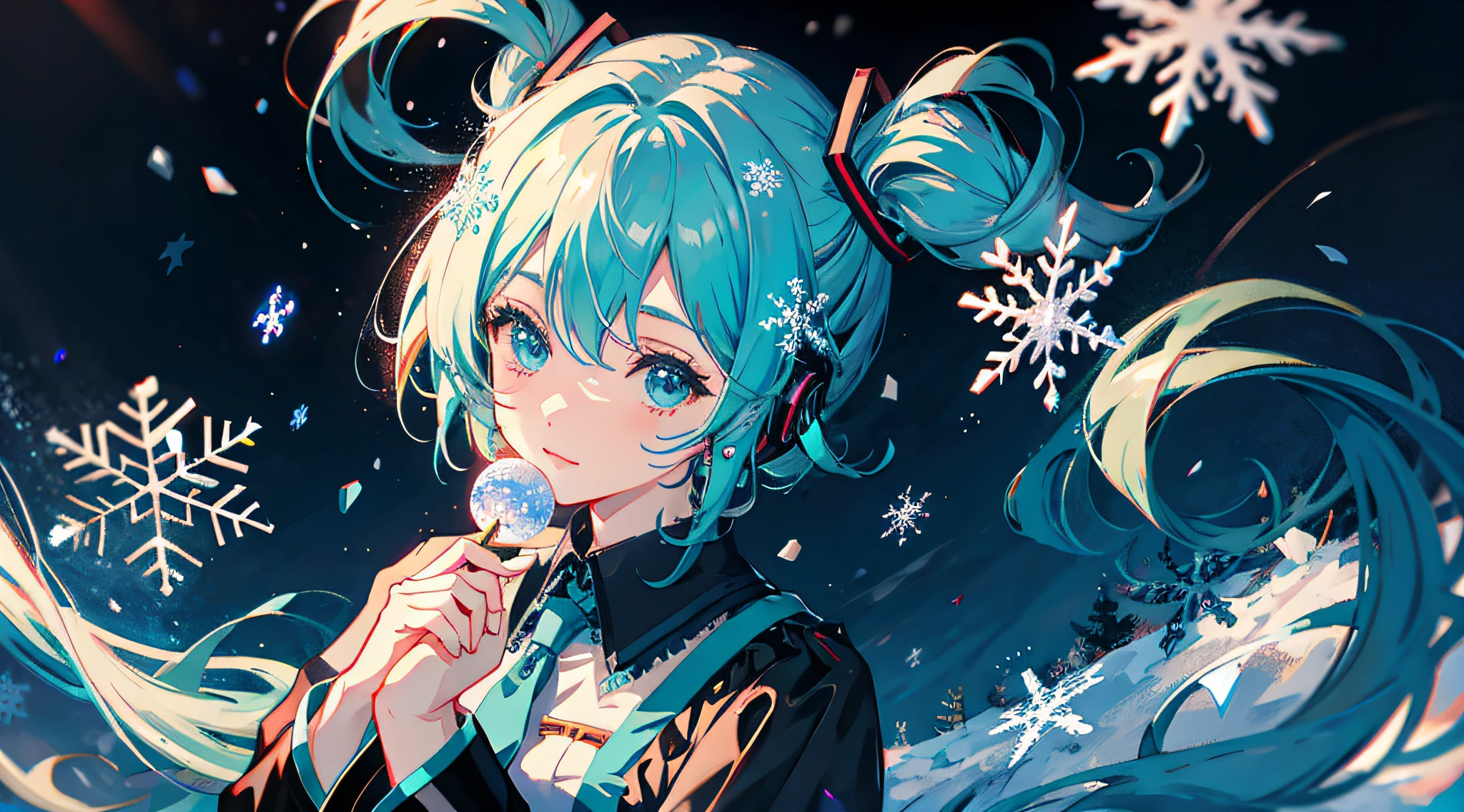 Big breasts Hatsune Miku， tmasterpiece，Winters，Big snowflakes