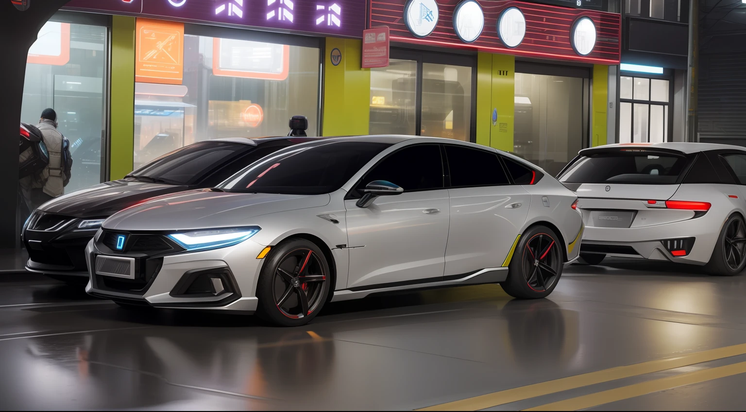 future-tech，ultra-modern，Future urban roads，cyber punk perssonage
