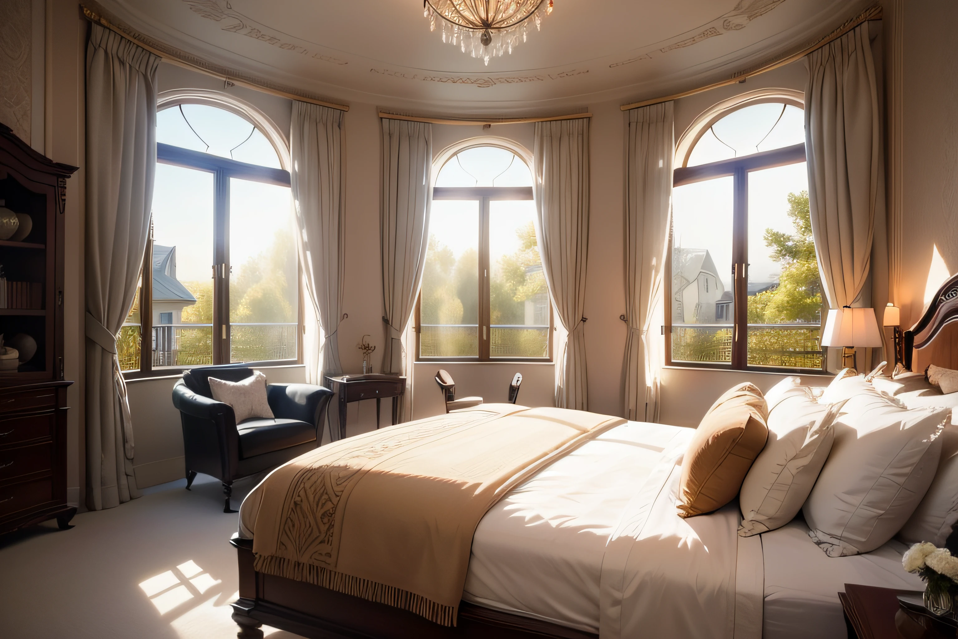 Luxurious bedroom windows