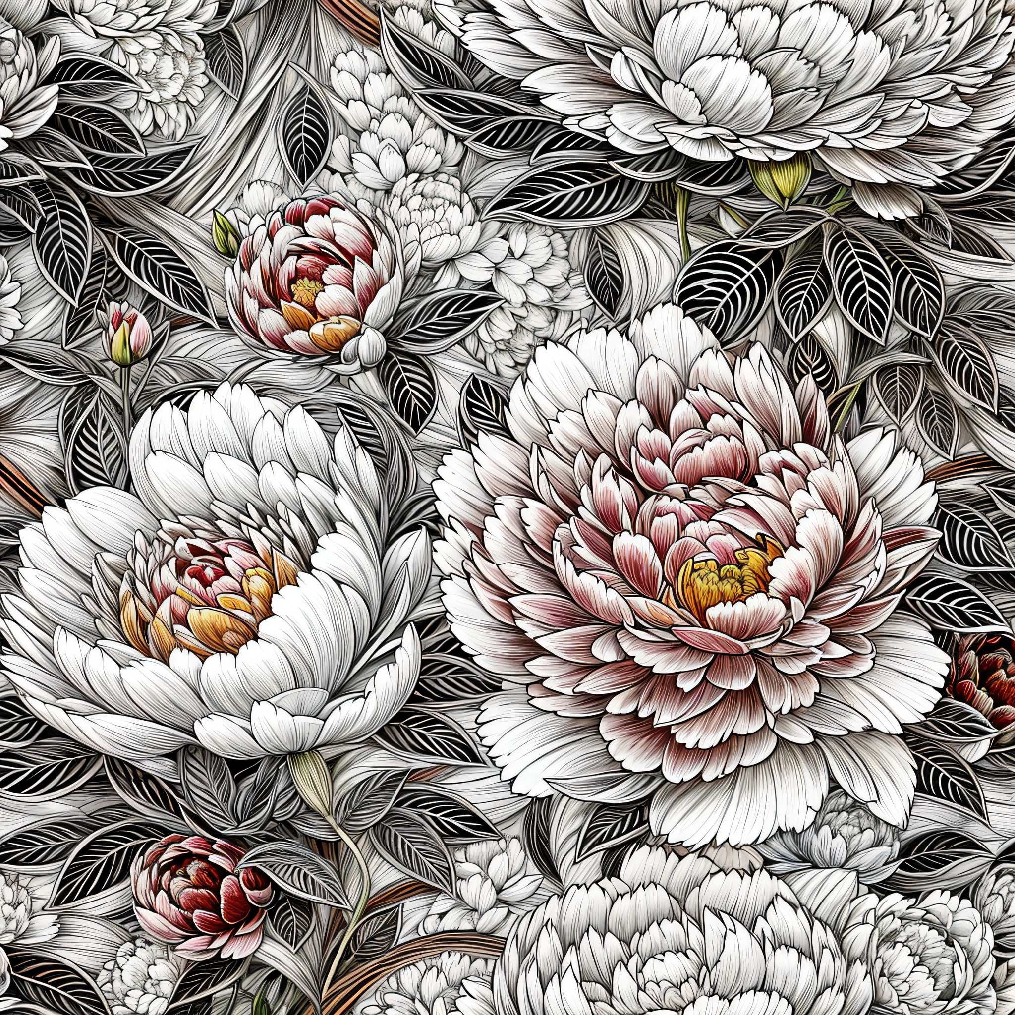 (Cloisonne:1.2),white backgrounid,Peony flower close-up pattern,Oriental elements,Reasonable design,Clear lines,(linear,Mono Color)