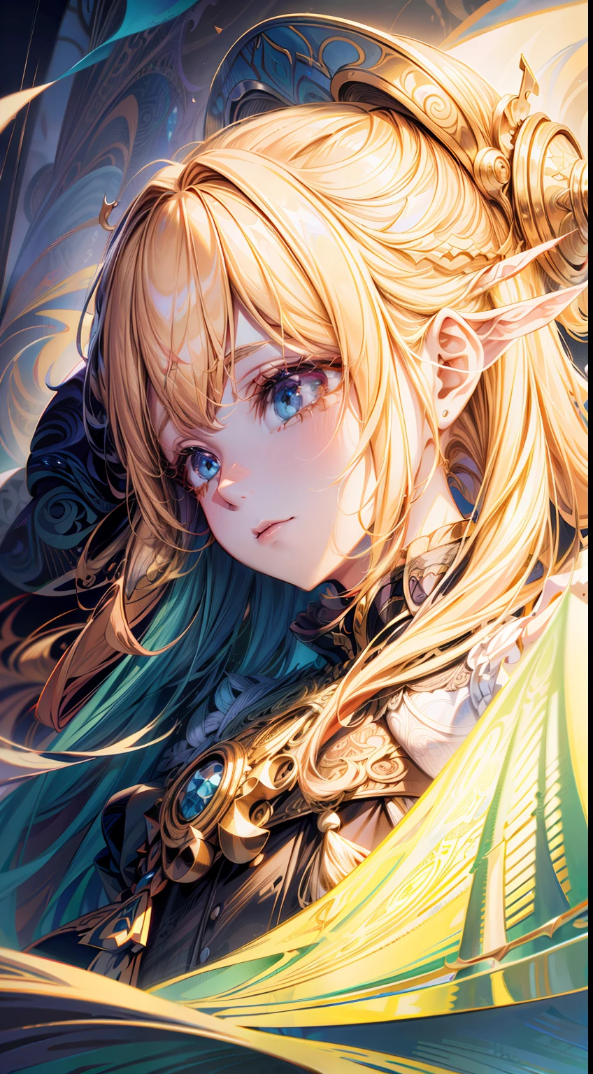 blond hairbl,Royal sister,jofficialart,unity8kwallpaper,ultradetailed,beautifulandaesthetic,masterpiece,bestquality,(zentangle,mandala,tangle,entangle),(fractalart:1.3),(1girl:1.1),extremelydetailed,dynamicangle,cowboyshot,themostbeautifulformofchaos,elegant,abrutalistdesigned,vividcolours,romanticism,byjamesjean,robydwiantono,rosstran,francisbacon,michalmraz,adrianghenie,petracortright,gerhardrichter,takatoyamamoto,ashleywood,atmospheric,ecstasyofmusicalnotes,streamingmusicalnotesvisible