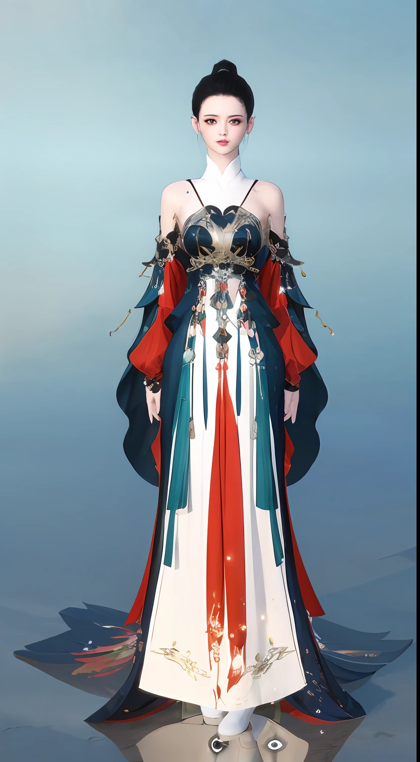 1 woman(beauitful face)、Full body standing painting,独奏,Transparent background,Game character costume design,Gorgeous dress、Starry sky fish scale sequins,high detal,cinematic colorgrade,Ultra photo realsisim,Digital SLR,white backgrounid,Ultra-high resolution,Sharp focus,tmasterpiece,hdr,8K,(The is very detailed的 CG unified 8k 壁纸)