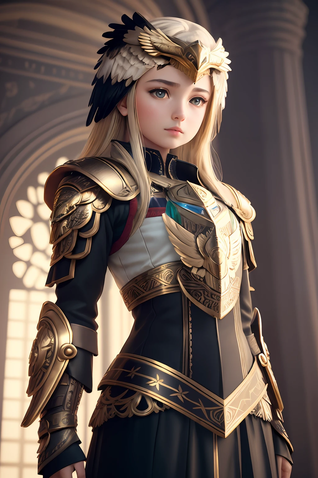 3dcreature cute eagle wearing thor armour or with detailed floral ornament, beak, 1boy, big eyes, chibi, Photorealistic, Hyperrealistic, Hyperdetailed, analog style, hip cocked, demure, low cut, black lace, detailed skin, matte skin, soft lighting, subsurface scattering, realistic, heavy shadow, masterpiece, best quality, ultra realistic, 8k, golden ratio, Intricate, High Detail, film photography, soft focus