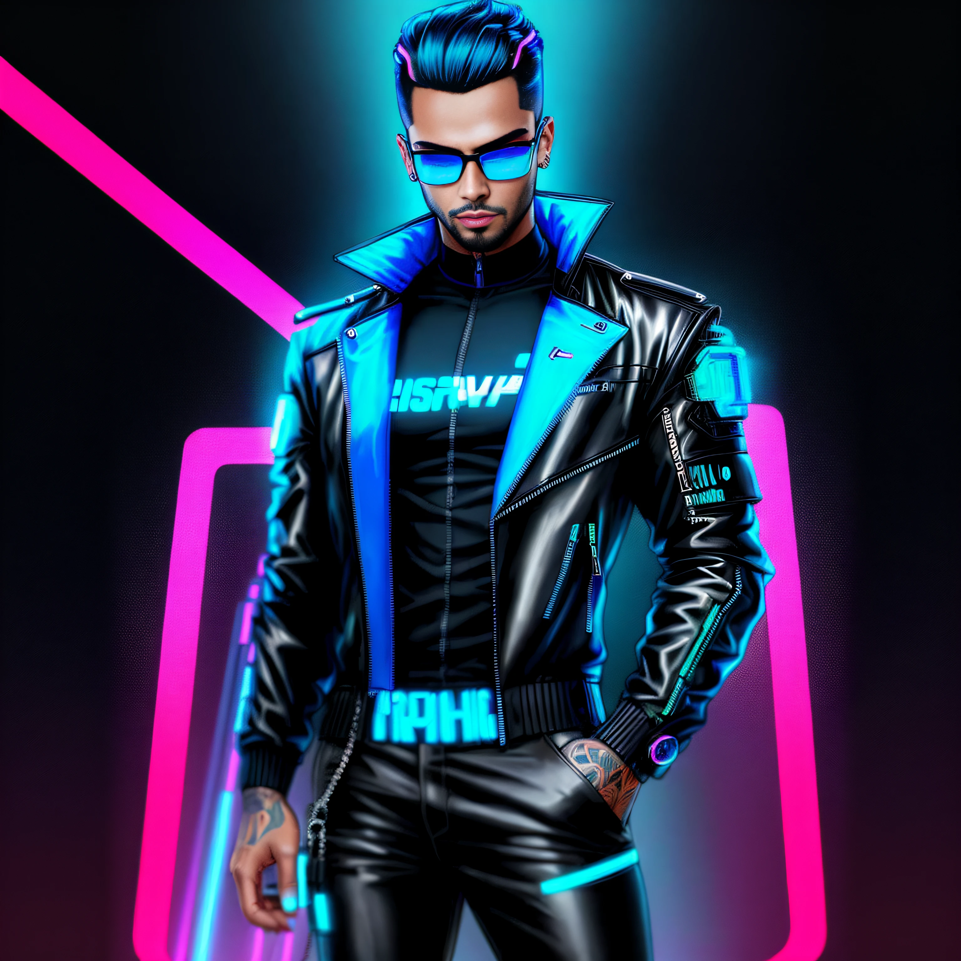 luzes de neon no cabelo estilo futurista