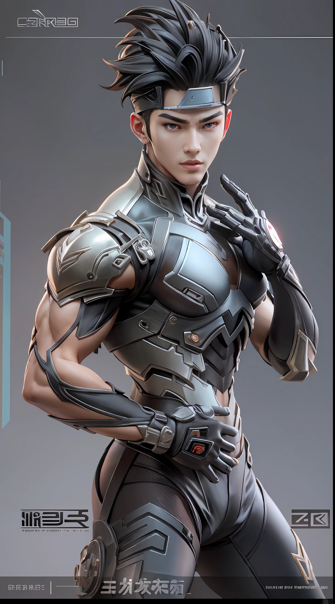 Sculpture design,Figures,GK model,The whole body of the character,Expose muscles,base,Wu Yifan,Handsome cybernetic boy looking at camera lingerie detailed muscular reality masterpiece,musculous