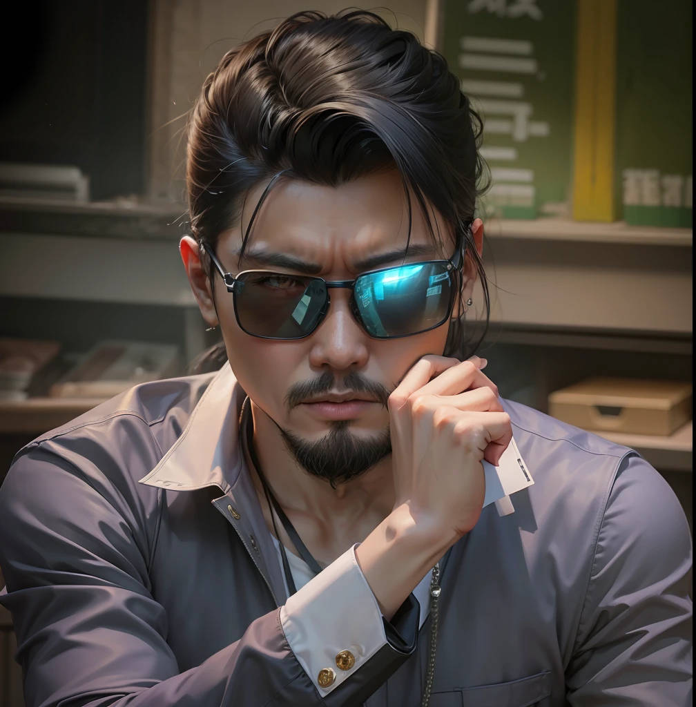 No Cheng my face, Gangsters, gun point me, baground Cheng future , realistic, 4k,