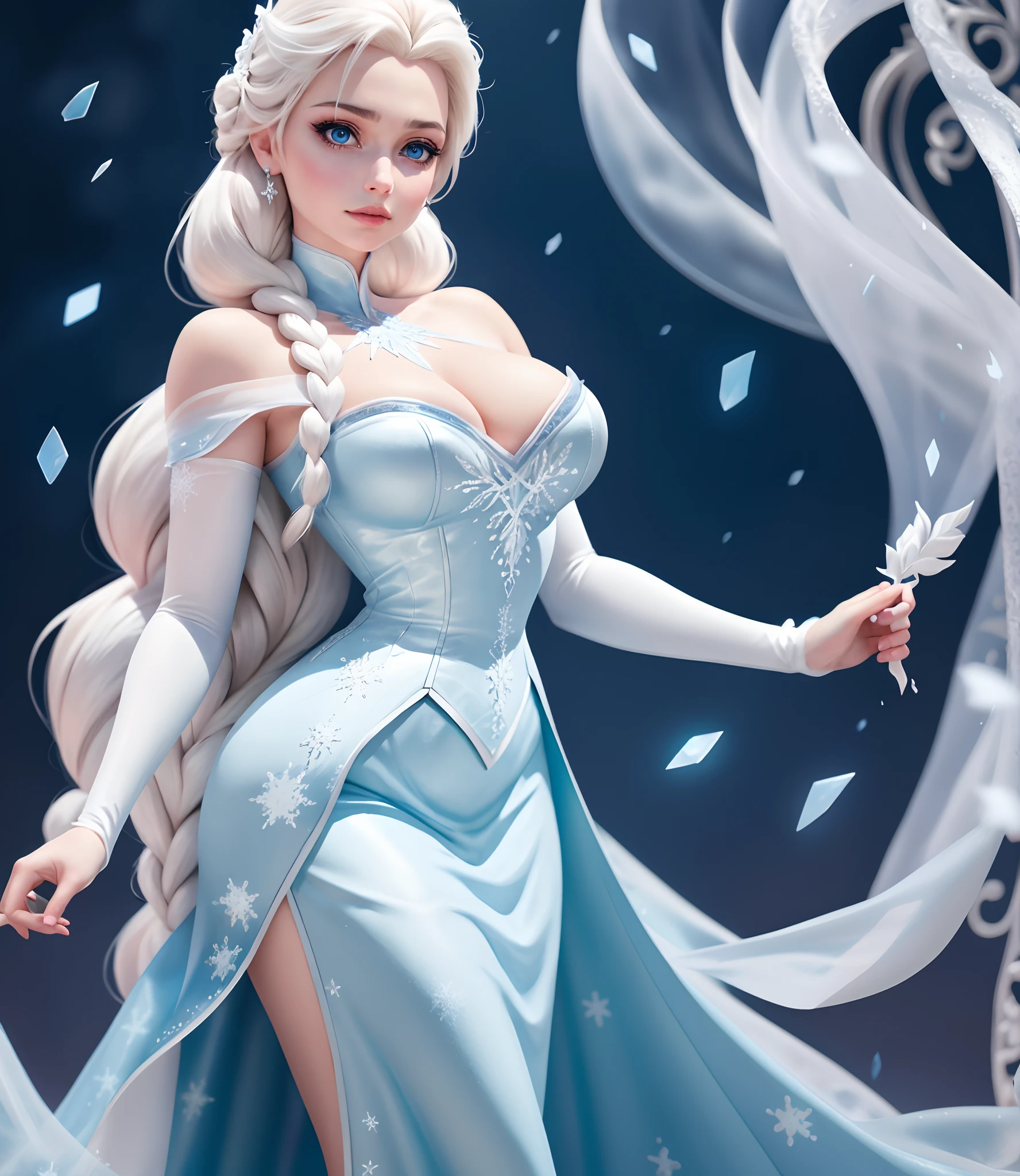 Elsa from Frozen con bragas blancas y sujetador rosa, una chica