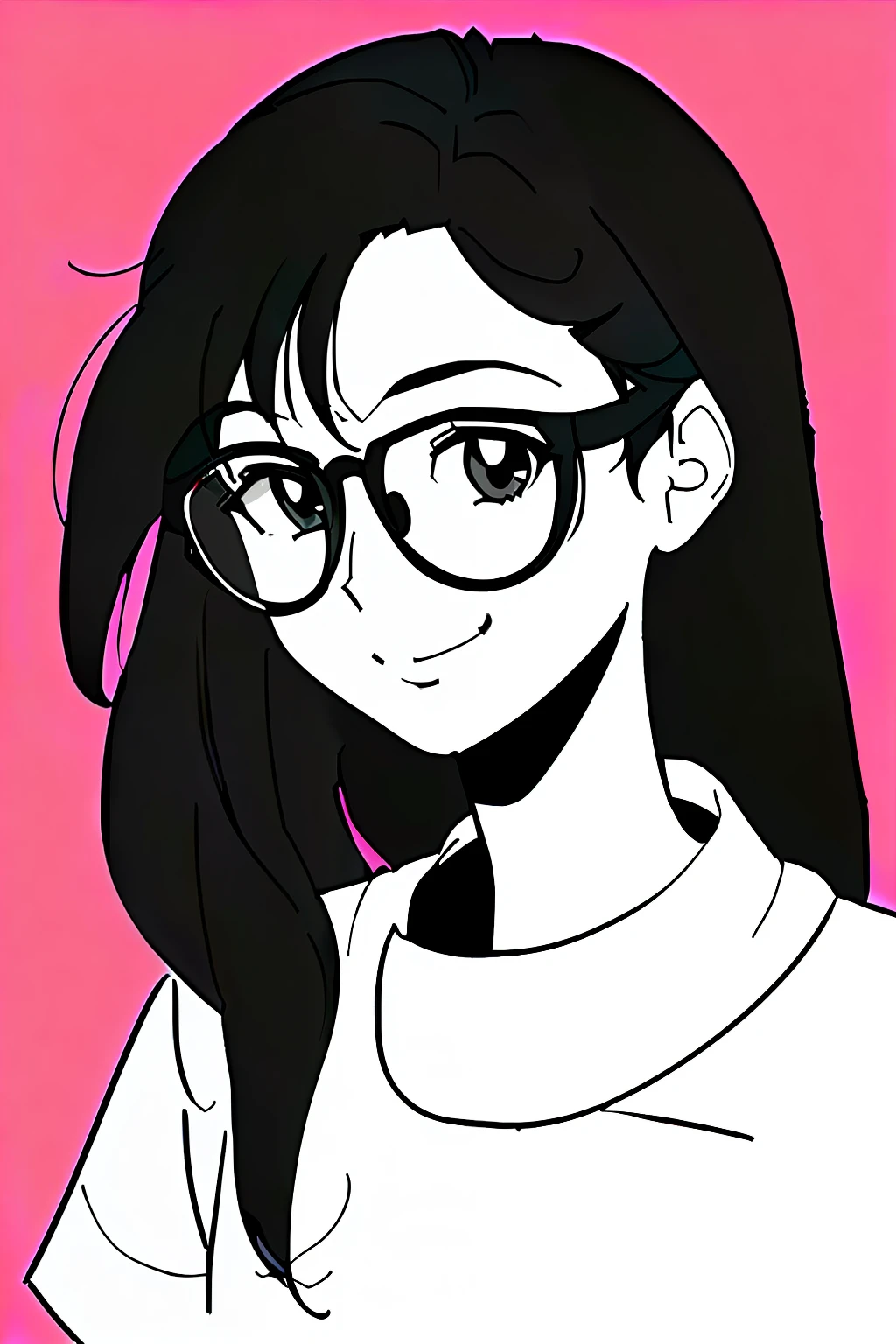 Short Hair Hair, eyeglasses, Smiling, very detail, graphically, bright colours, ((tmasterpiece, minimalism))