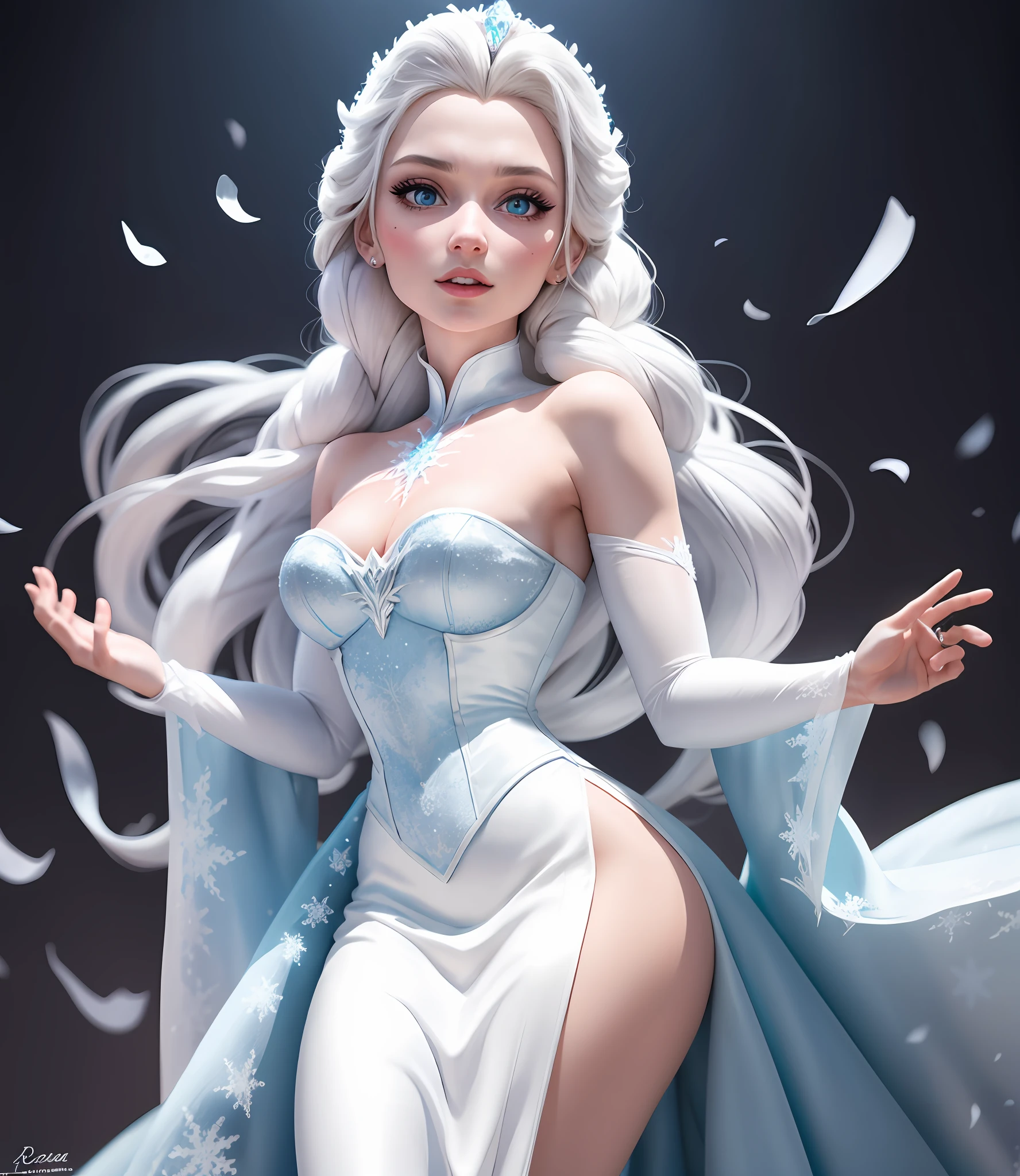 Elsa from Frozen con bragas blancas y sujetador rosa, una chica