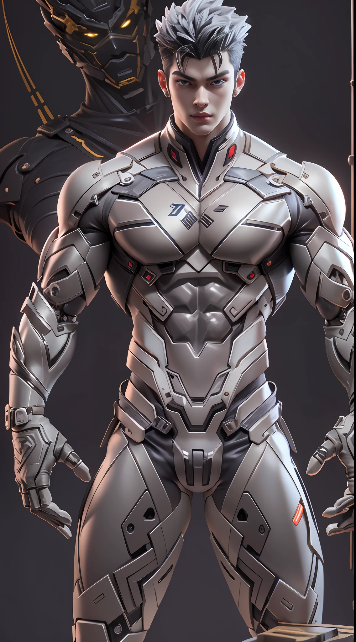 Sculpture design,Figures,GK model,The whole body of the character,Expose muscles,base,Wu Yifan,Handsome cybernetic boy looking at camera lingerie detailed muscular reality masterpiece,musculous