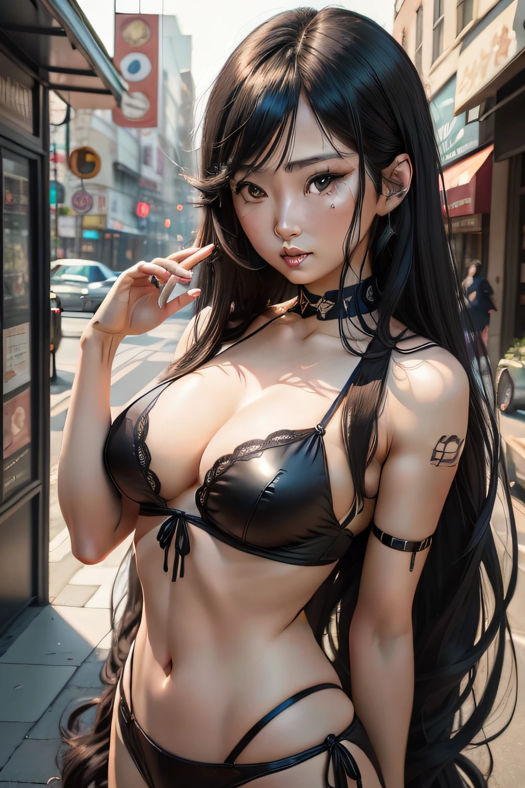 Aruffed Asian woman with long black hair and blue bralette, Anime girl cosplay, trending at cgstation, Cosplay, Seductive Anime Girl, cosplayer, real life anime girl, sakimichan, Anime Cosplay, ❤🔥🍄🌪, masayoshi suto and artgerm, sexy look at the camera, realistic cosplay