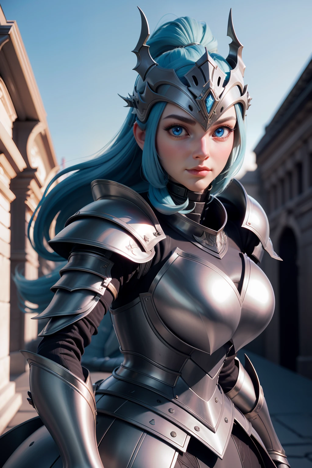 3dmm style,realistic,a photo of a woman in armor, War_Glam,edgMothKnight, full armor,helmet,armor,extra arms,breastplate, dainty, perfect face, pretty face, light blue eyes, lush detail, absurdres,, masterpiece, best quality,