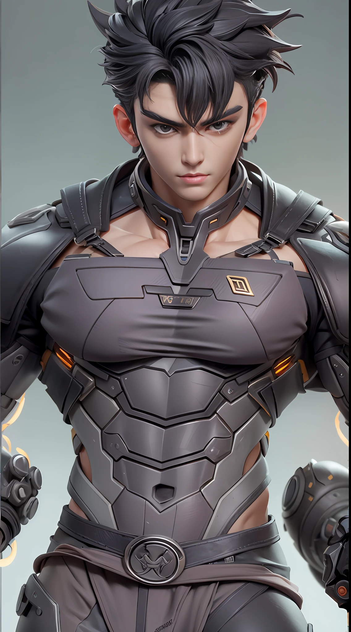 Sculpture design，Figures，GK model，The whole body of the character，Expose muscles，base，Wu Yifan，Handsome cybernetic boy looking at camera lingerie detailed muscular reality masterpiece，musculous