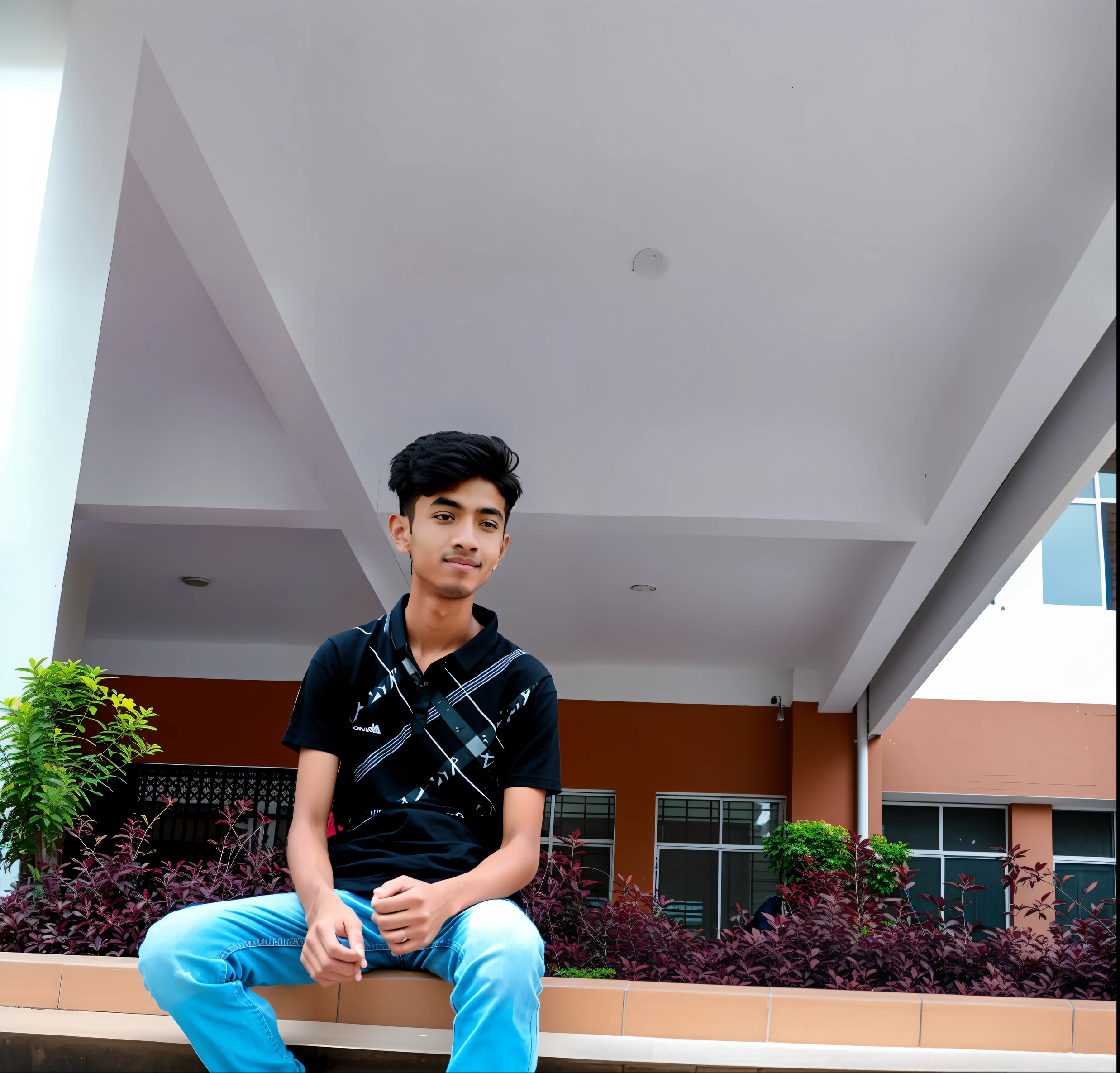 arafed man sitting on a wall with a skateboard in his hand, at college, taken with sony alpha 9, candid picture, riyahd cassiem, ayan nag, taken with the best dlsr camera, casual photography, taken with canon 8 0 d, student, with a cool pose, with accurate face, photo taken with canon 5d