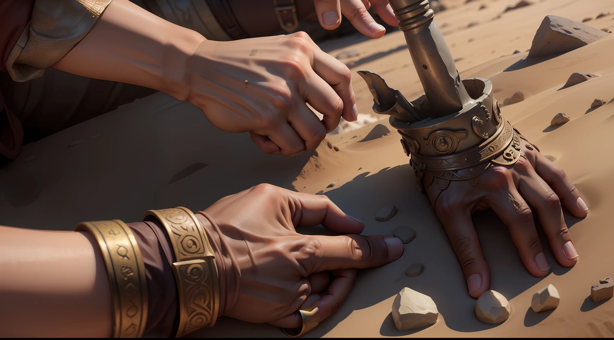 an archaeologist working at the find site, discovered a bronze hand nearby, the bronze hand bearing the Vasconic language