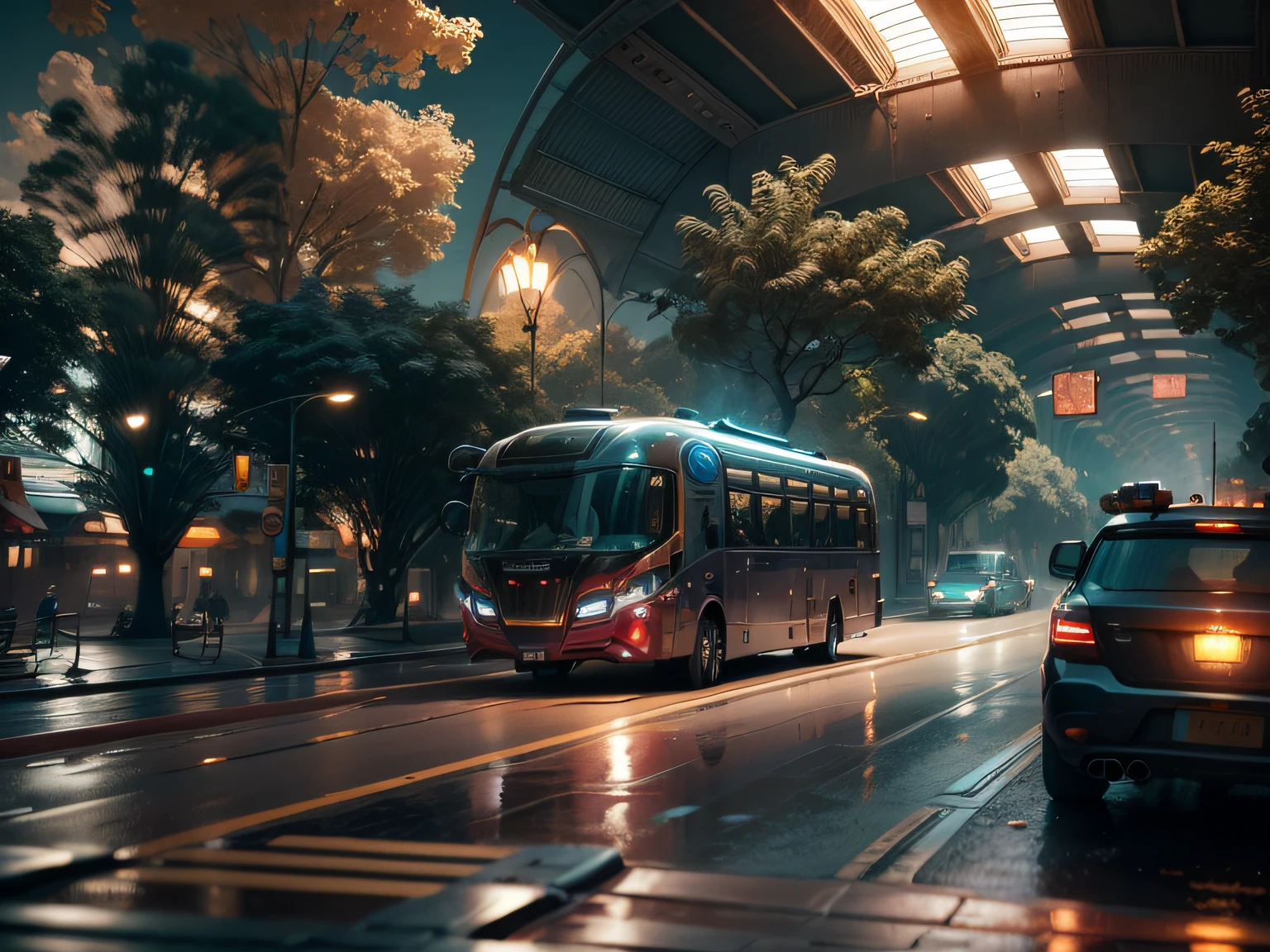 futuristic bus, brancos de fundo, Corpo Steampunk, detalhes intrincados, Magnificent, cinemactic, high resolution, 4k,