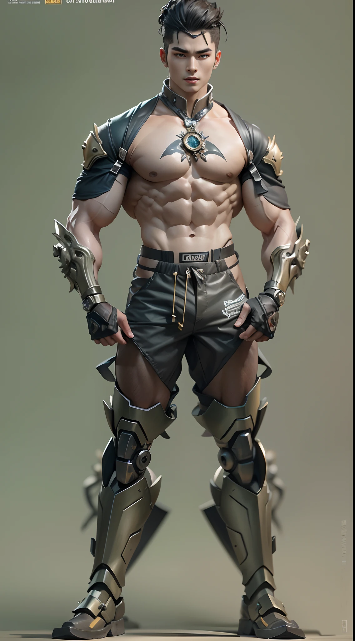 Sculpture design,Figures,GK model,The whole body of the character,Ancient hairstyles,Expose muscles,base,Wu Yifan,Handsome cybernetic boy looking at camera lingerie detailed muscular reality masterpiece,musculous