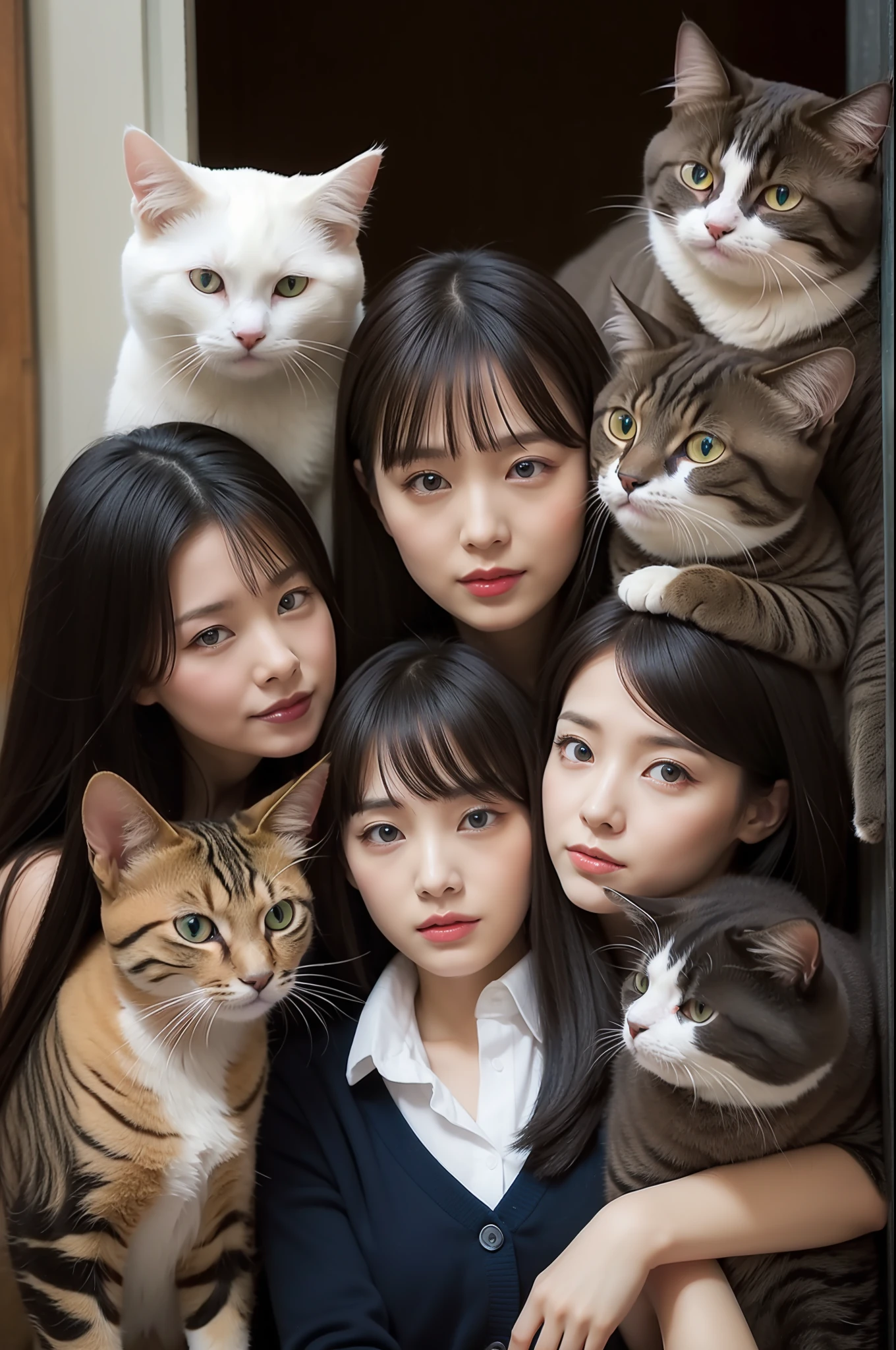 Surrounded by cats