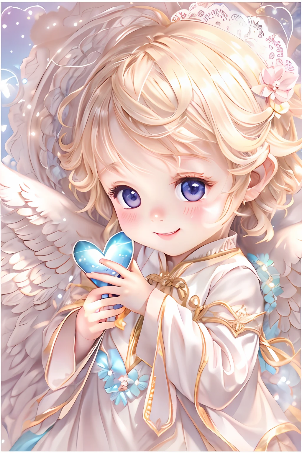 Blessings of Angels、Bright background、heart mark、tenderness、A smile、Gentle、Baby Angel