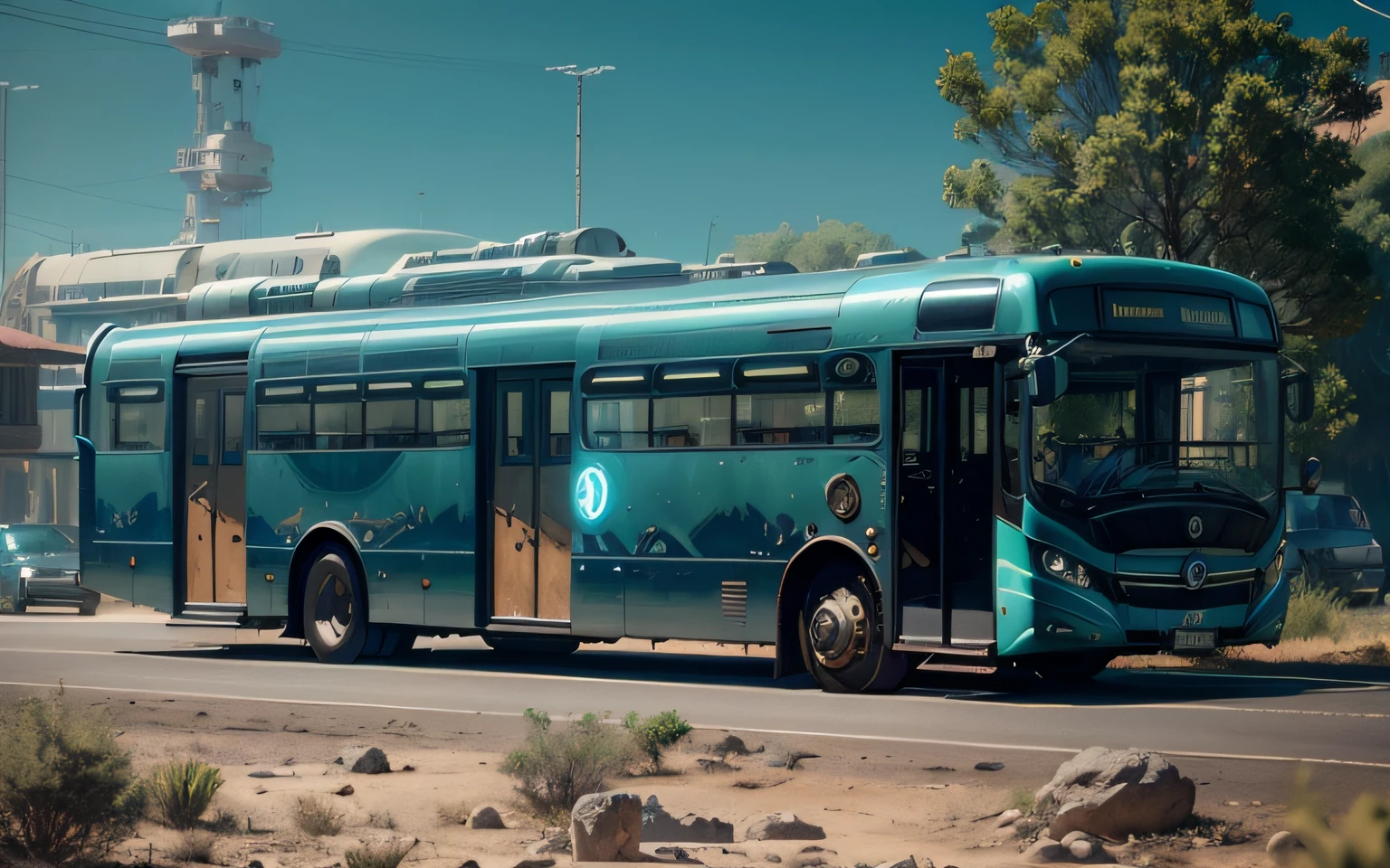 futuristic bus, brancos de fundo, Corpo Steampunk, detalhes intrincados, Magnificent, cinemactic, high resolution, 4k,