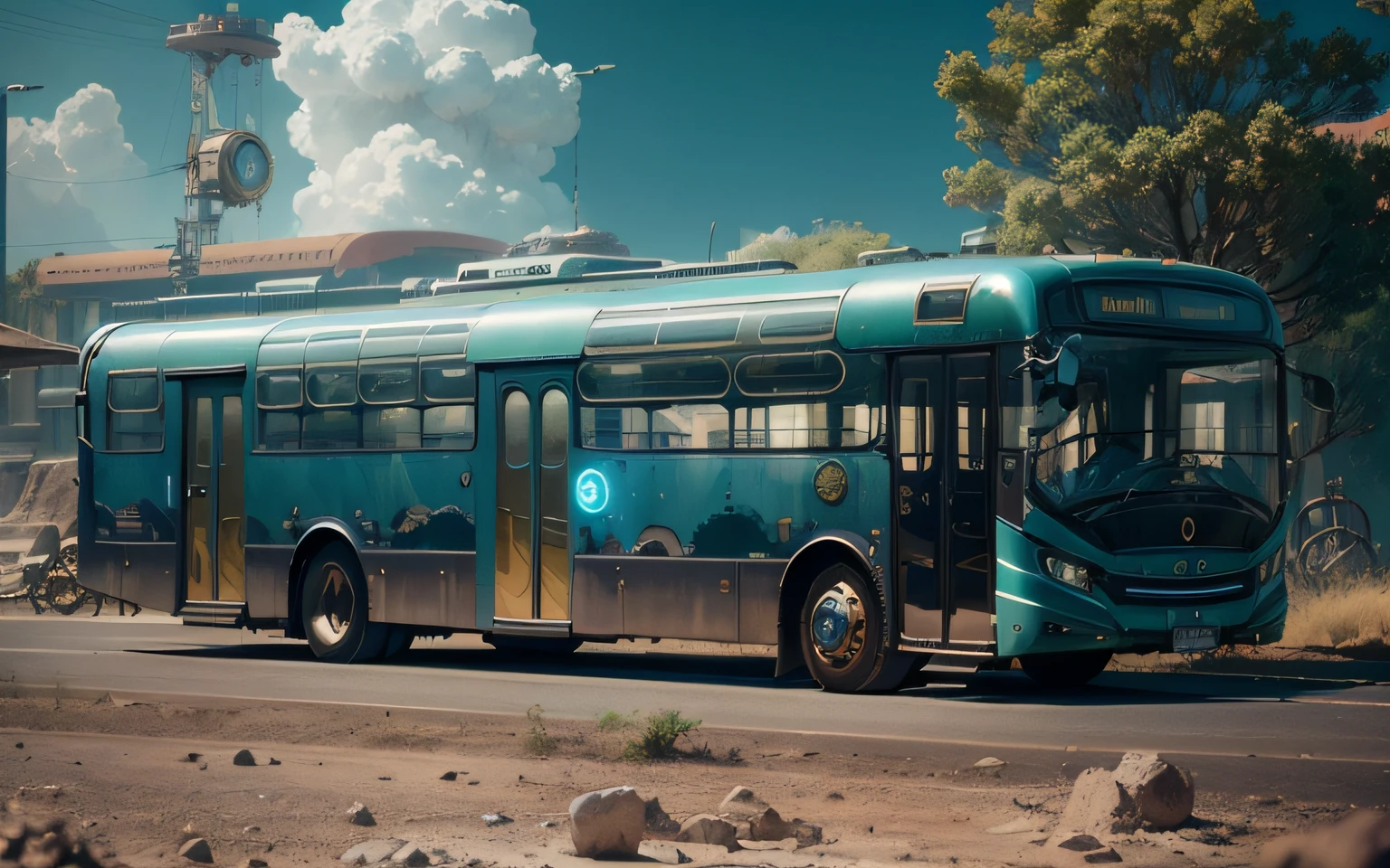 futuristic bus, brancos de fundo, Corpo Steampunk, detalhes intrincados, Magnificent, cinemactic, high resolution, 4k,