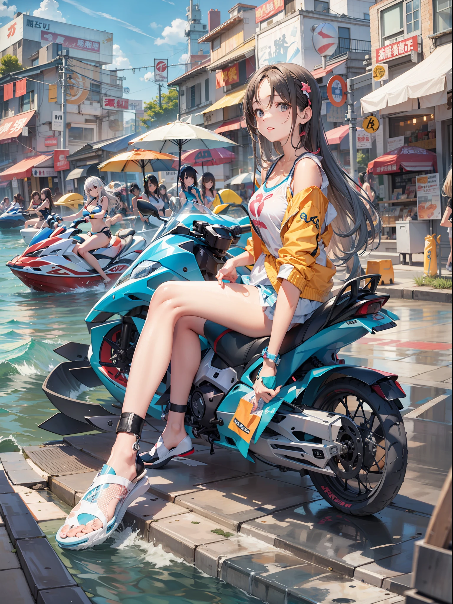 Top image quality a cool、Original Characters、City Girl、summer clothing、Jet Ski