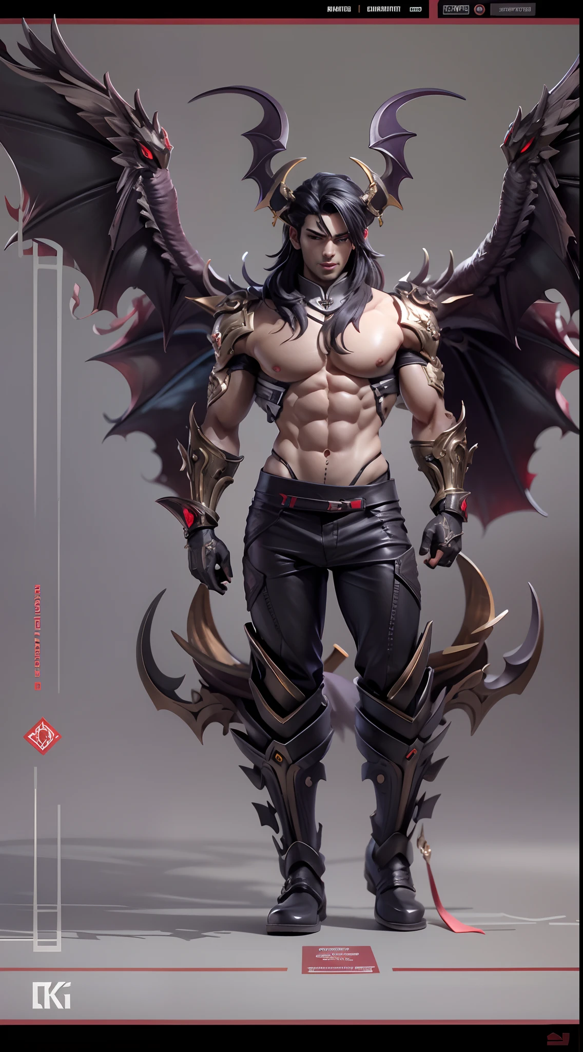 Sculpture design,Figures,GK model,The whole body of the character,Handsome demon,satan,sexy for,Stroke panties,Wings,Handsome,Expose muscles,base,Wu Yifan,Handsome cybernetic boy looking at camera lingerie detailed muscular reality masterpiece,musculous