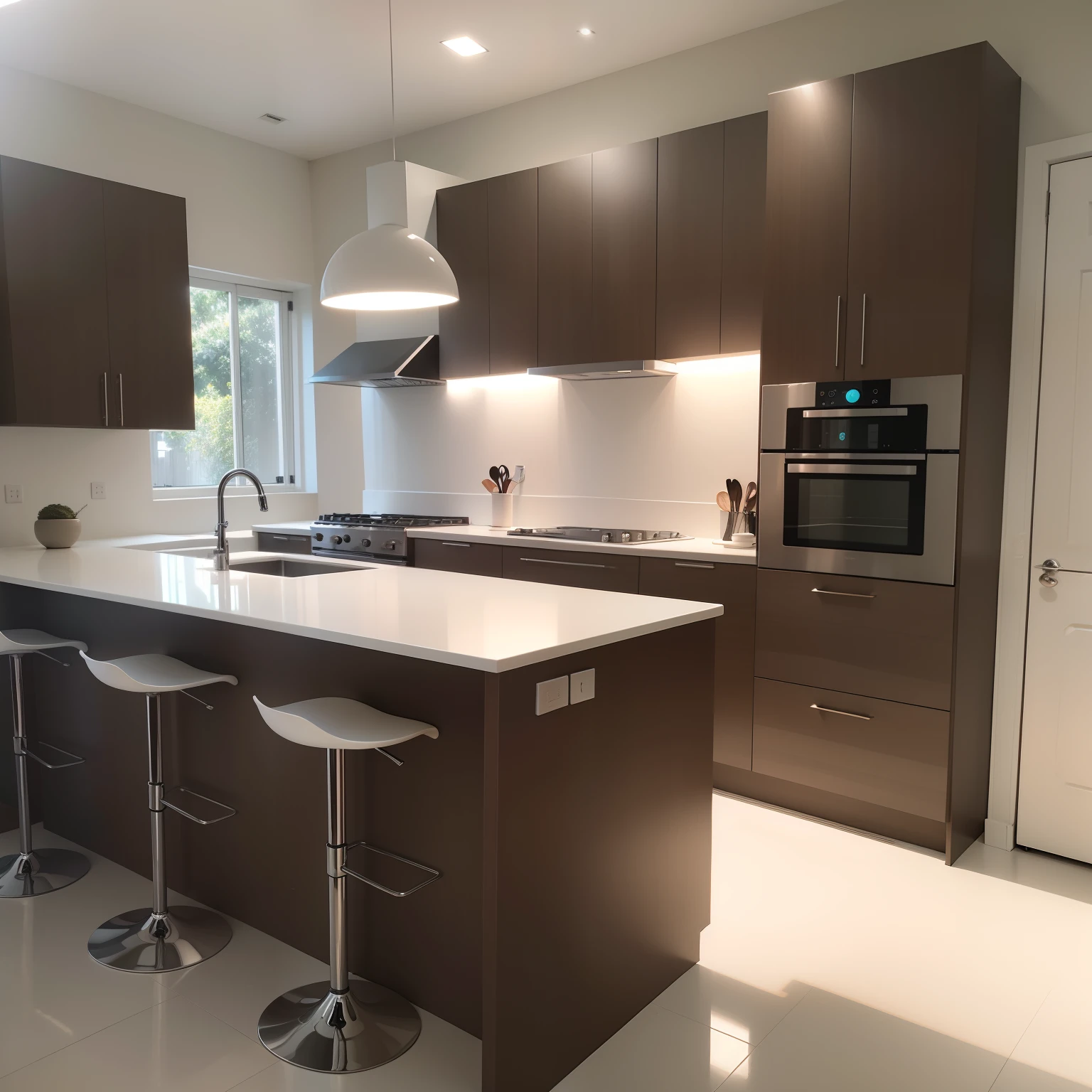 cozinha, Design Criativo, custom-made furniture in MDF in the color Sirena Trama, ultra qualidade, melhor qualidade, 4k, creative and functional kitchen cabinet, minimalismo, estilo luxo, Marmore bench, ilustre, Uplighting, moderno.