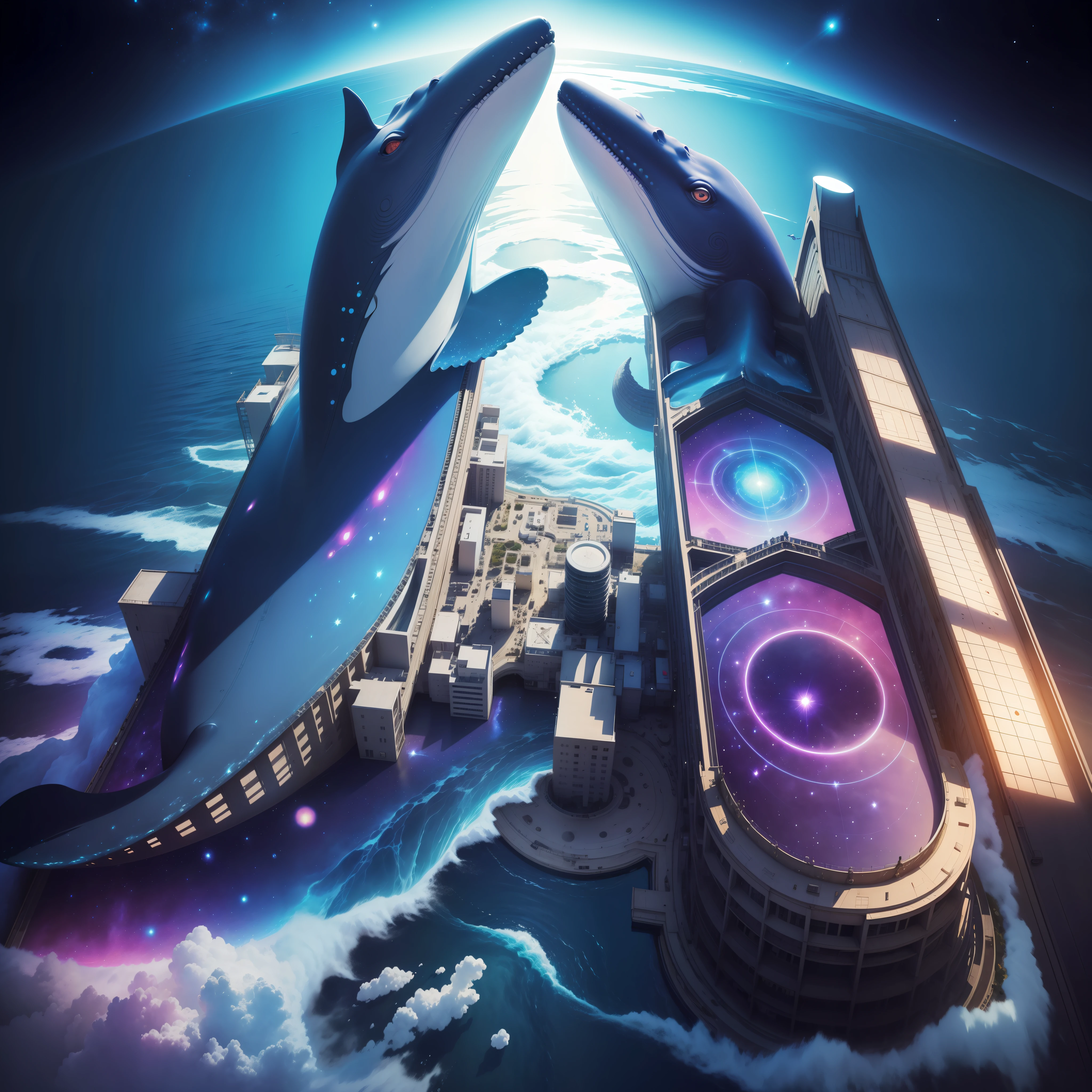 Cosmic monsters,whales,dream magical,the space,Aika,cells,origin。conceito,tmasterpiece。