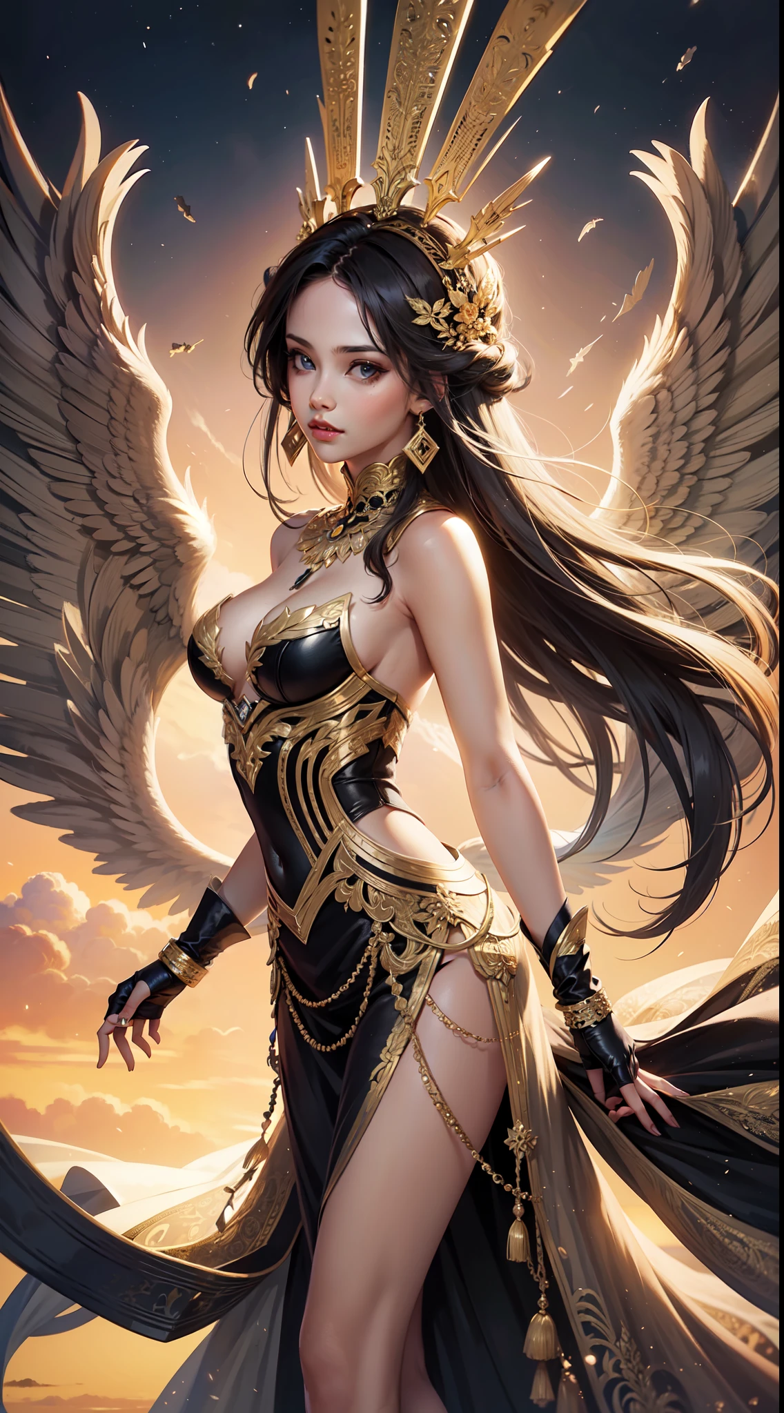 Beautiful woman in intricate Surrealist and Dreamy Outfit