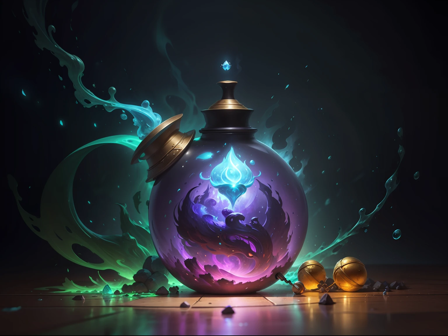 um close up de uma garrafa com uma luz brilhando sobre ela, concept art magical highlight, painting of one health potion, potion of healing, magical potions, fantasy game spell, fantasy game spell symbol, frasco de estrelas, estilo de arte de jogo de fantasia, holy fire spell art, magic items, fantasia estilo de arte hearthstone, Magical artifact, estilo de arte arcano, shiny potions