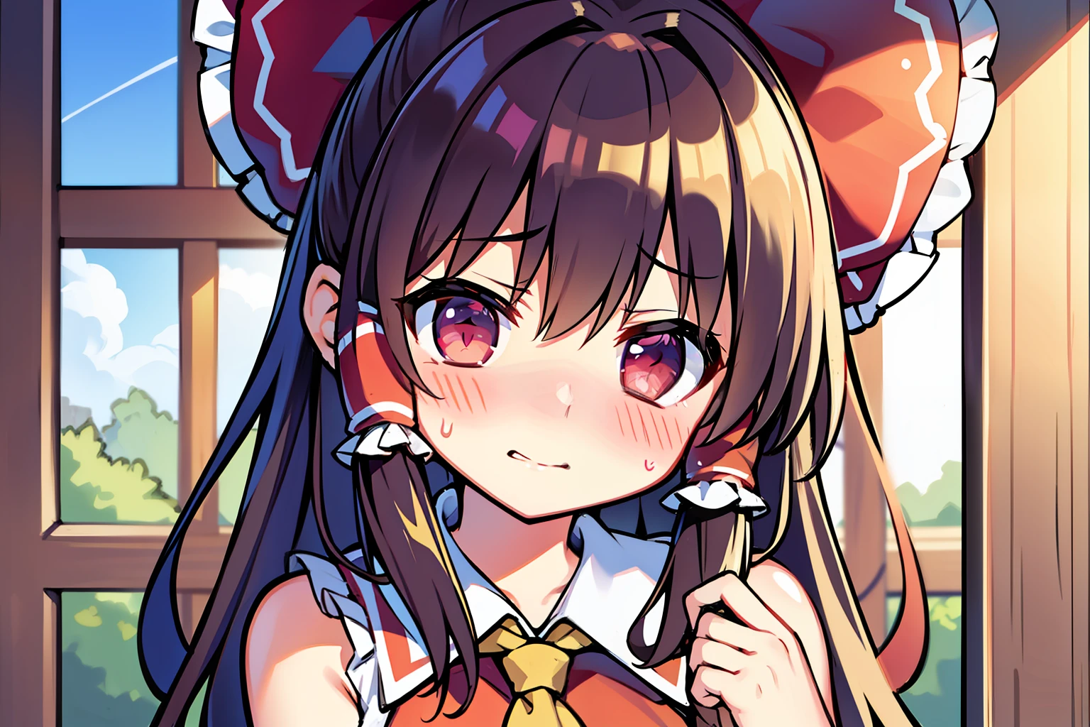 Borei Reimu、embarrassed from、blushed face、Petite