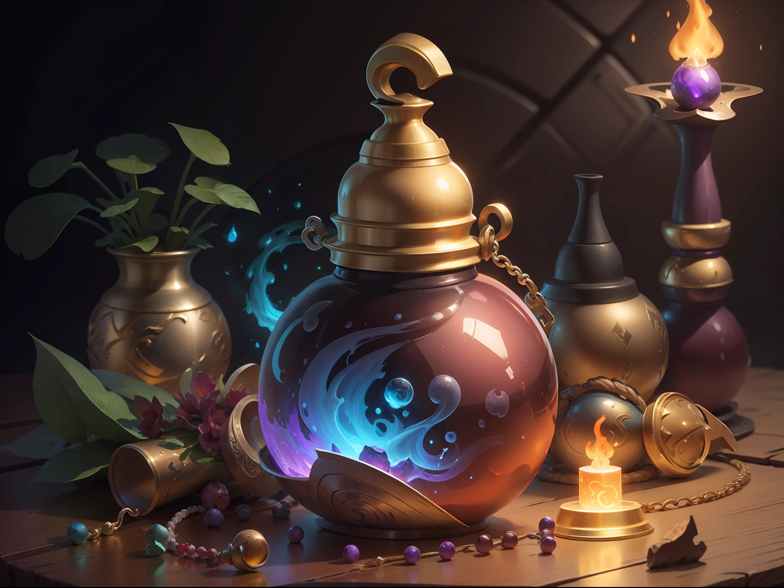 um close up de uma garrafa com uma luz brilhando sobre ela, concept art magical highlight, painting of one health potion, potion of healing, magical potions, fantasy game spell, fantasy game spell symbol, frasco de estrelas, estilo de arte de jogo de fantasia, holy fire spell art, magic items, fantasia estilo de arte hearthstone, Magical artifact, estilo de arte arcano, shiny potions