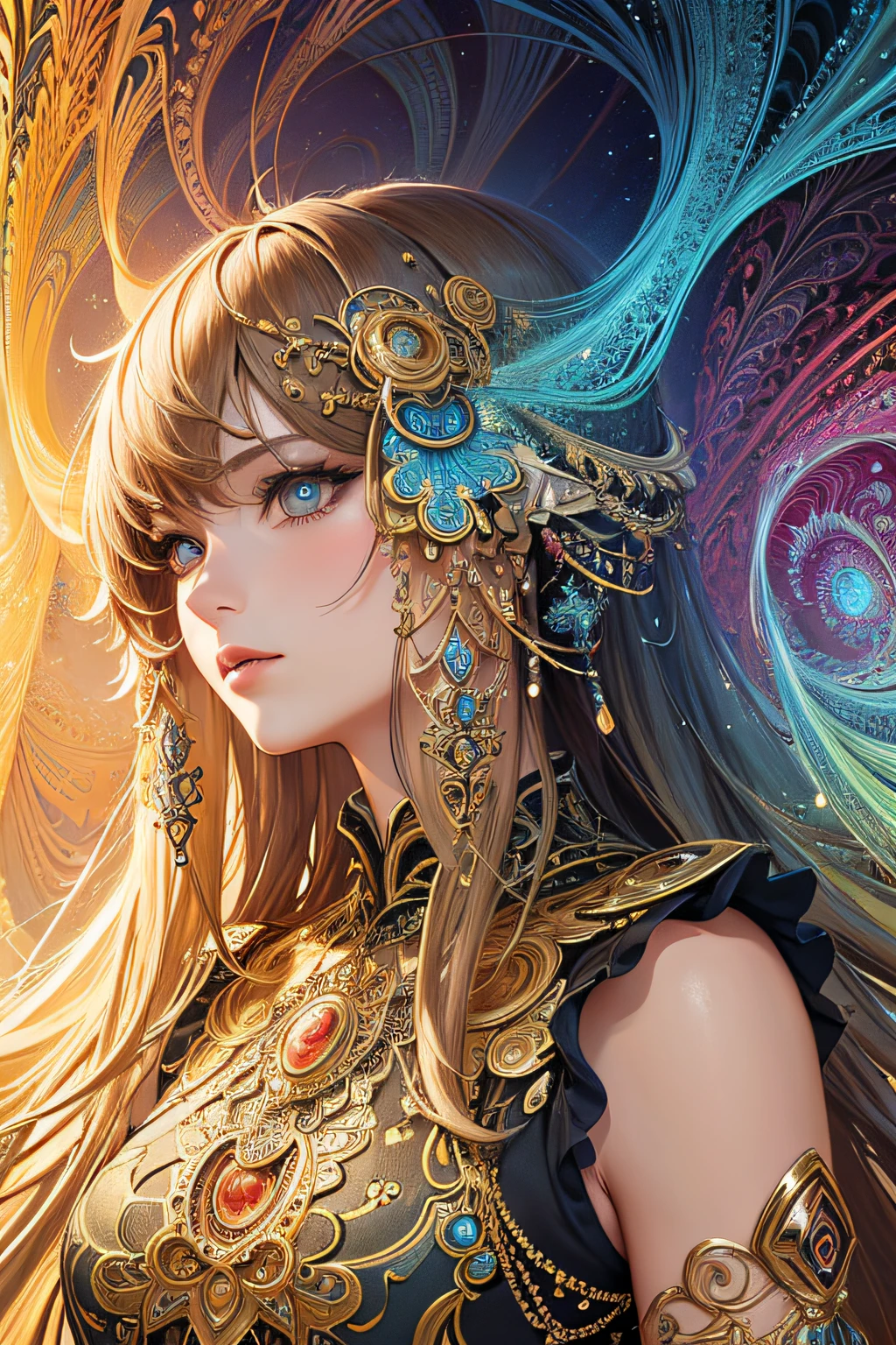 (masterpiece, top quality, best quality, official art, beautiful and aesthetic:1.2), (1girl), extreme detailed,(fractal art:1.3),colorful,highest detailed