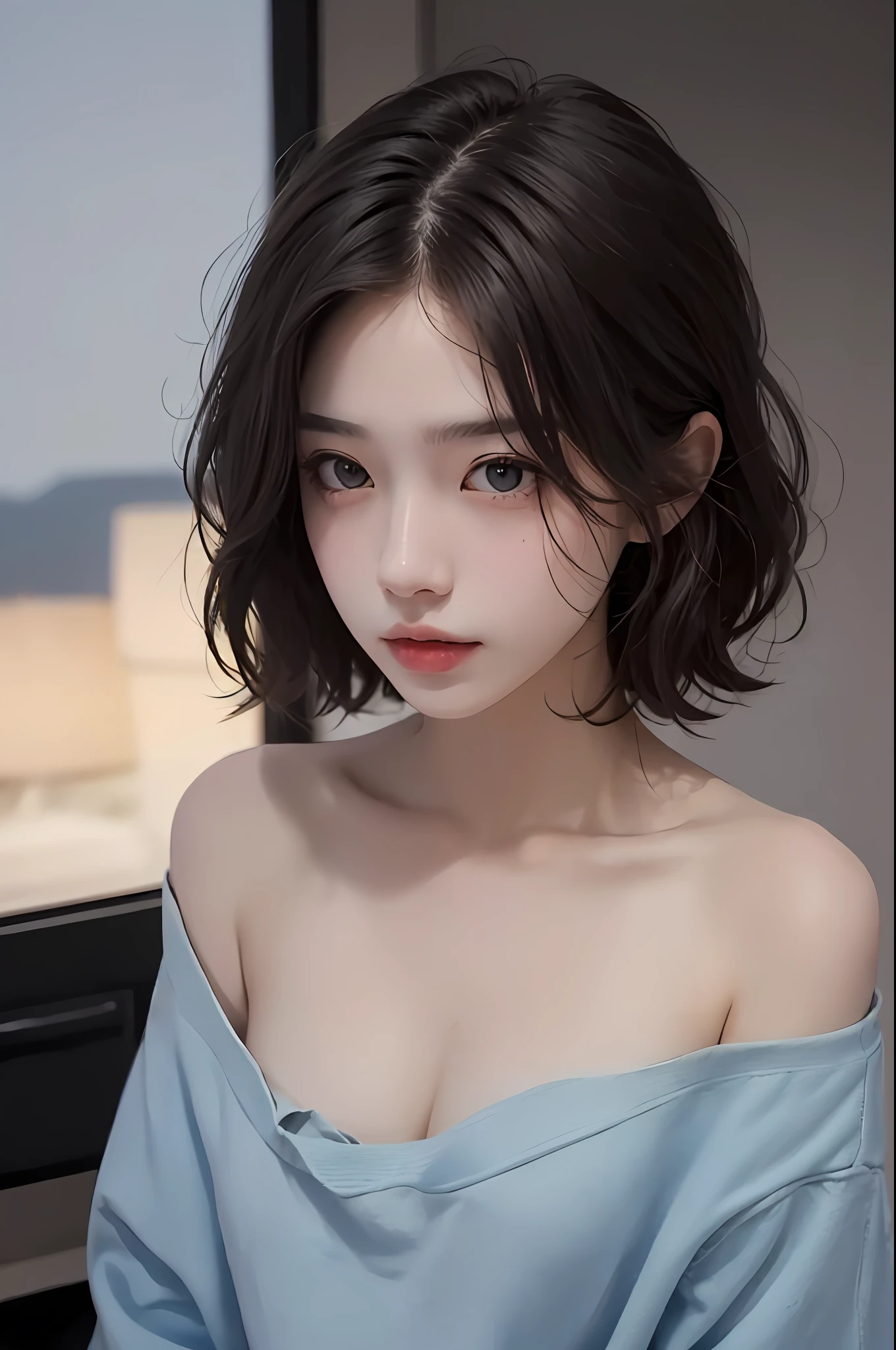 (A lot of ice cream hit the face:1.5),Full body like,(realisticlying:1.5), RAW photogr, 1girll, bshoulders, in the darkness nigth, deep shading, low tune, cold light, Sexy look, short detailed hair,best qualtiy, tmasterpiece, 超高分辨率, the super hot and sexy,Beautiful skin,