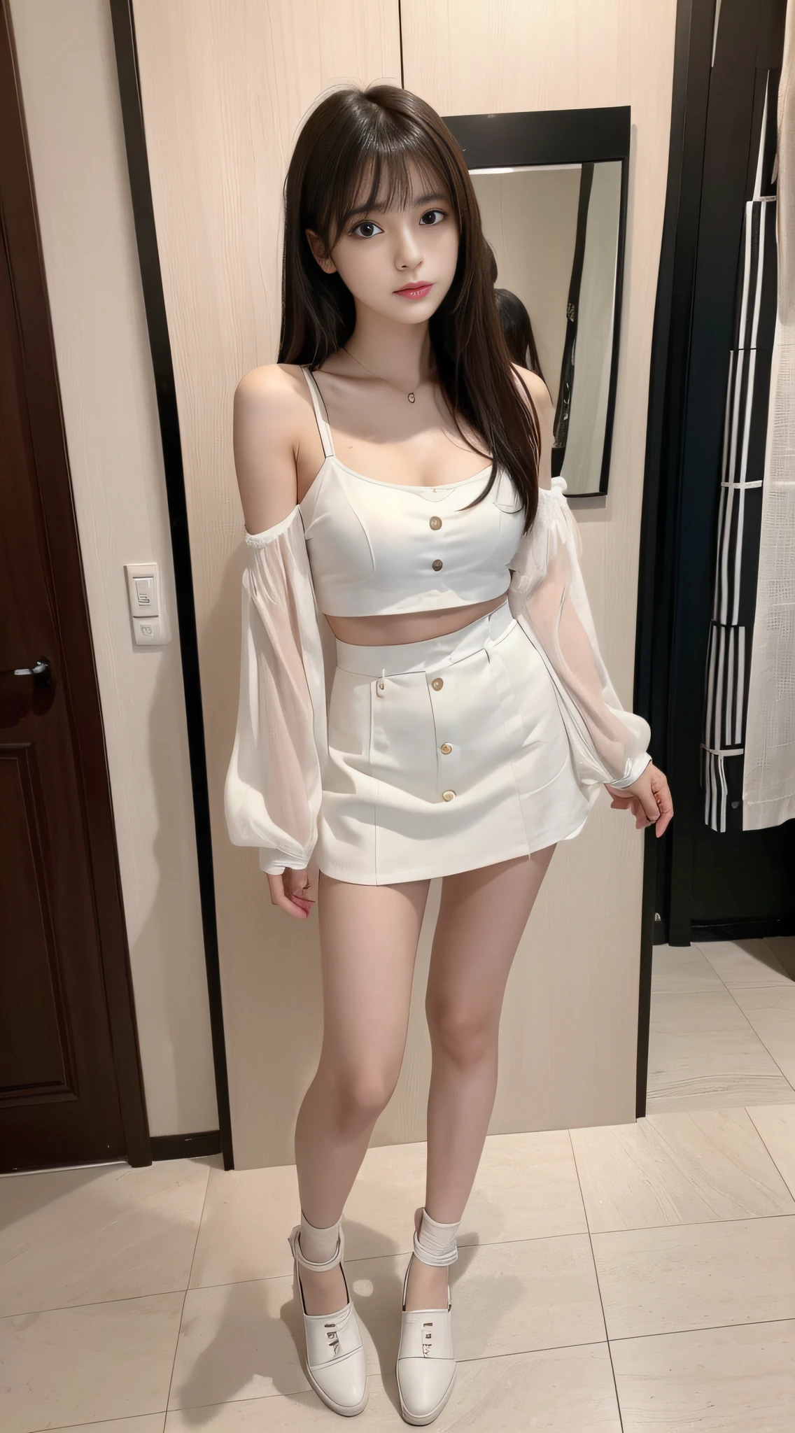 1girl in,{{masterpiece}}, {{Top image quality}}}, {{illustratio}}, {{The ultra-detailliert}},((full body Esbian))),(( , , ,,)),(NSFW),hard breathing,,{Exquisite lip makeup},👧 👧 👧❤ 👧❤ 👧 👧❤ 👧❤ 👧❤ 👧 👧((👧❤👧)) ,slender,beauty legs,Glossy skin Dull bangs, Dark hair, hair behind ear, hair over shoulder, Long hair,