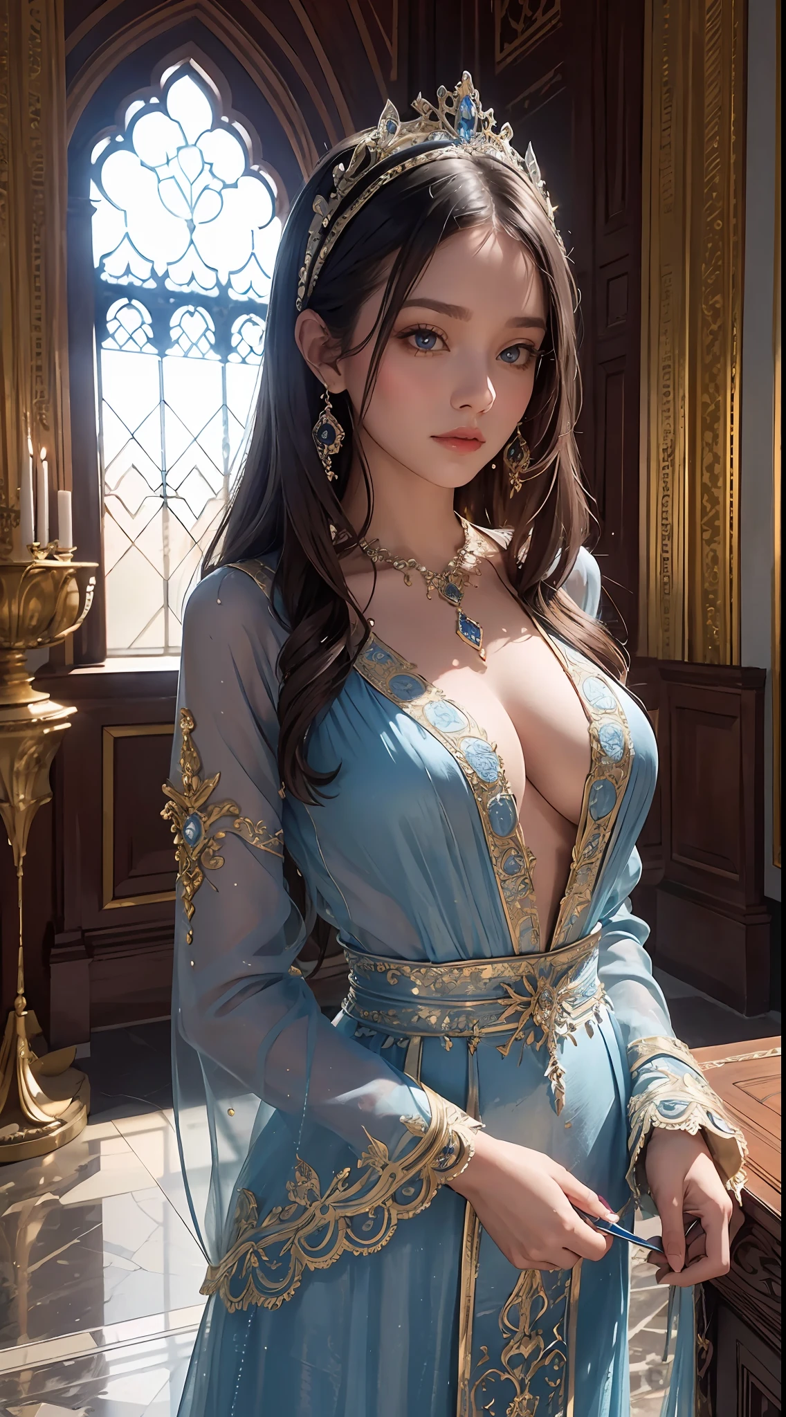 "A captivating "Palace" with intricate craftsmanship, grandiose architecture, and a mesmerizing atmosphere, adorned in shades of blue."