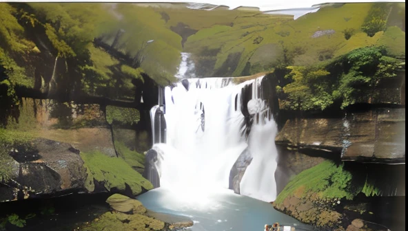 Arafed waterfall in the middle of a forest with trees, cachoeiras e lagos, with trees and waterfalls, Lagos e cachoeiras, cachoeiras altas, cachoeiras enormes, Cachoeira imensa, com cachoeiras e rio, com cachoeiras, water fall, waterfalls, inacreditavelmente bela, cachoeira enorme, Cachoeiras, um rio que corre com cachoeira, com uma cachoeira, Rainbow River Waterfall