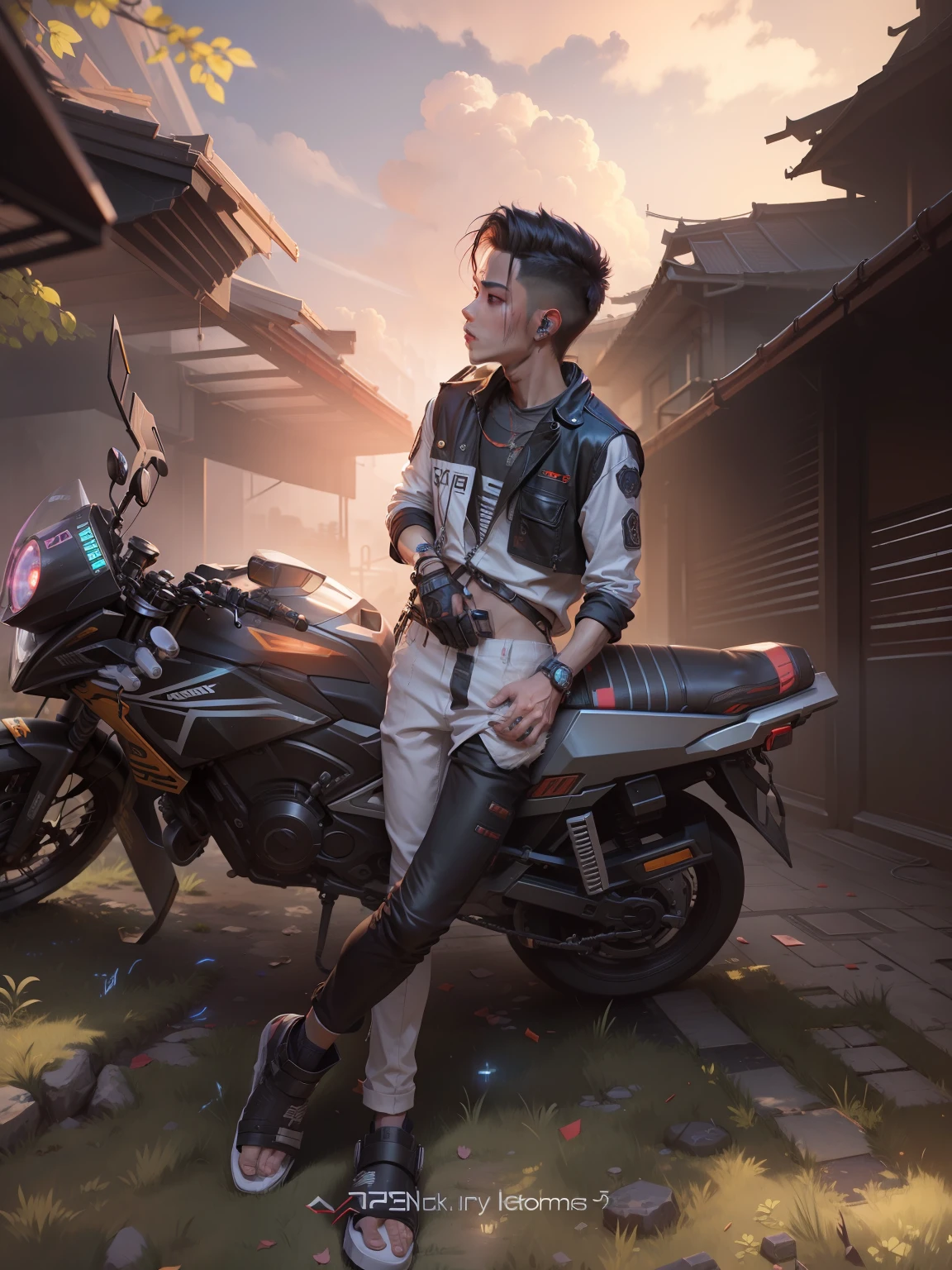 Cheng background cyberpunk handsome boy realistic fase