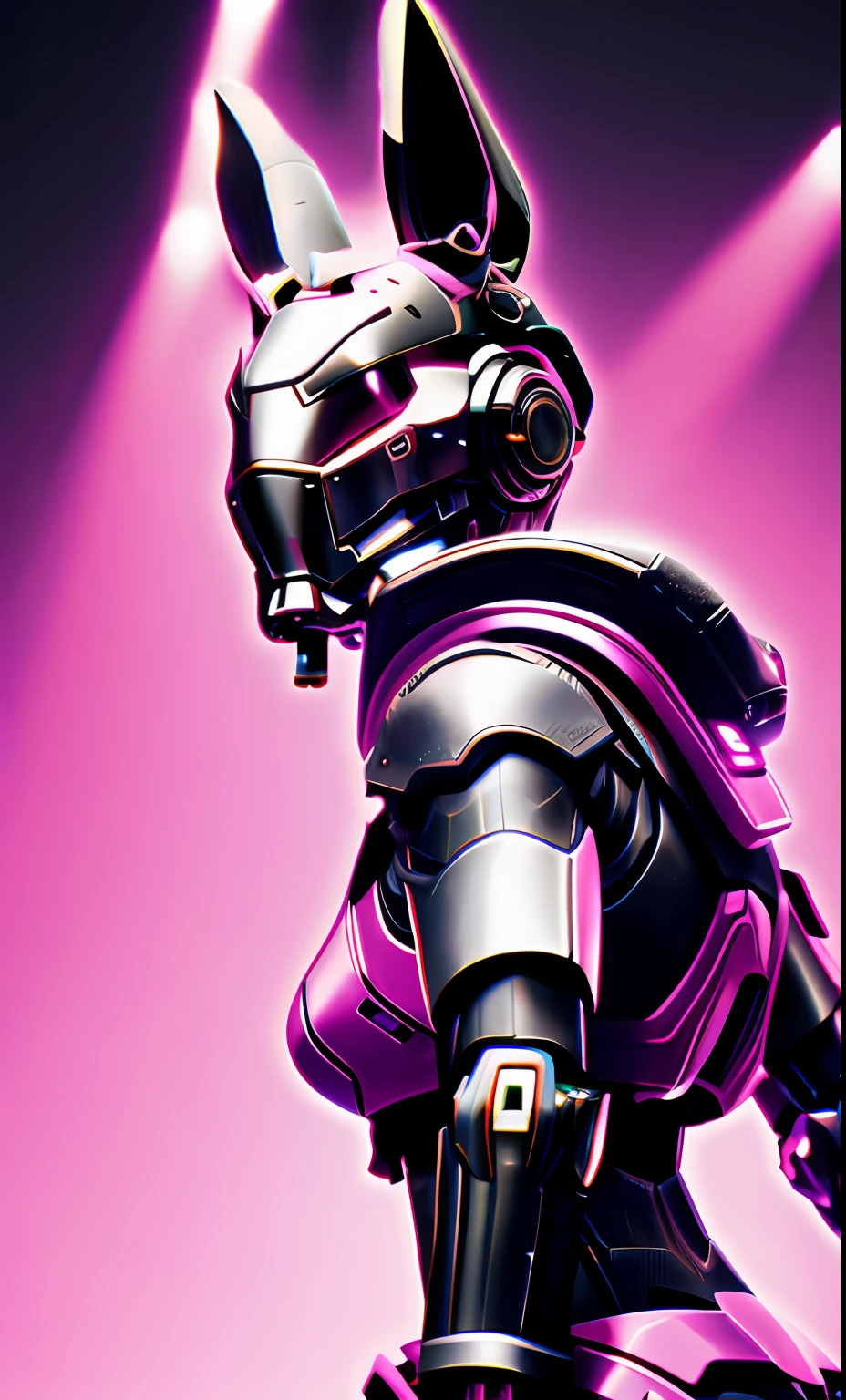 A highly detailed「Rabbit-shaped cyborg」3D rendering of a|cyborgs]Pink cybernetics and pink armor、nffsw、8K、Sub-surface scattering、Specular Light、Hi-Res、octane renderings、Ray traching、Pink rabbit ears、Mobilesuit