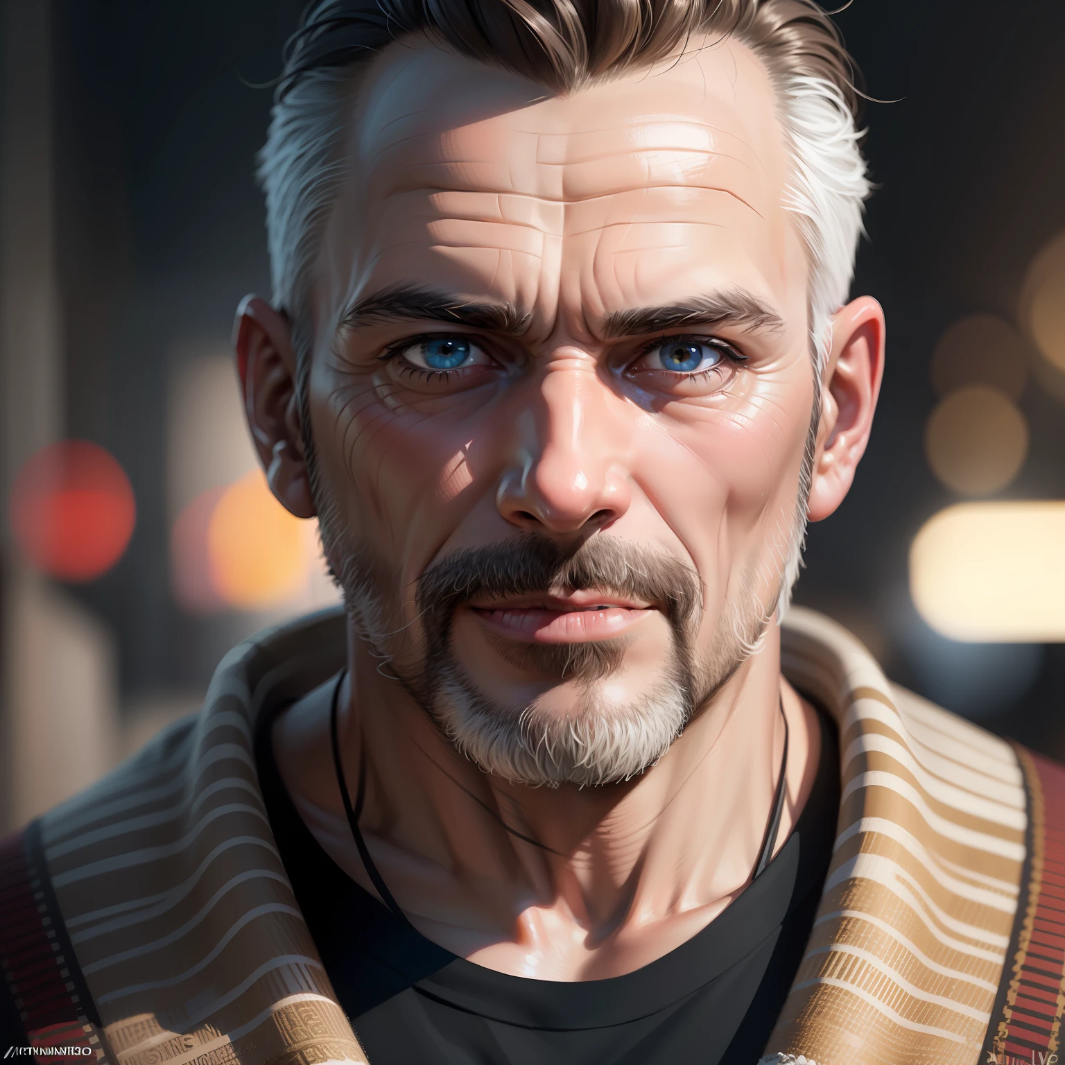 nvinkpunk, (((European middle-aged man))), Masterpiece, Best quality, ((Detailed face)), ((Award-Awarded)), (High detail), Sharp, 8K, trending on artstationh, Intricate