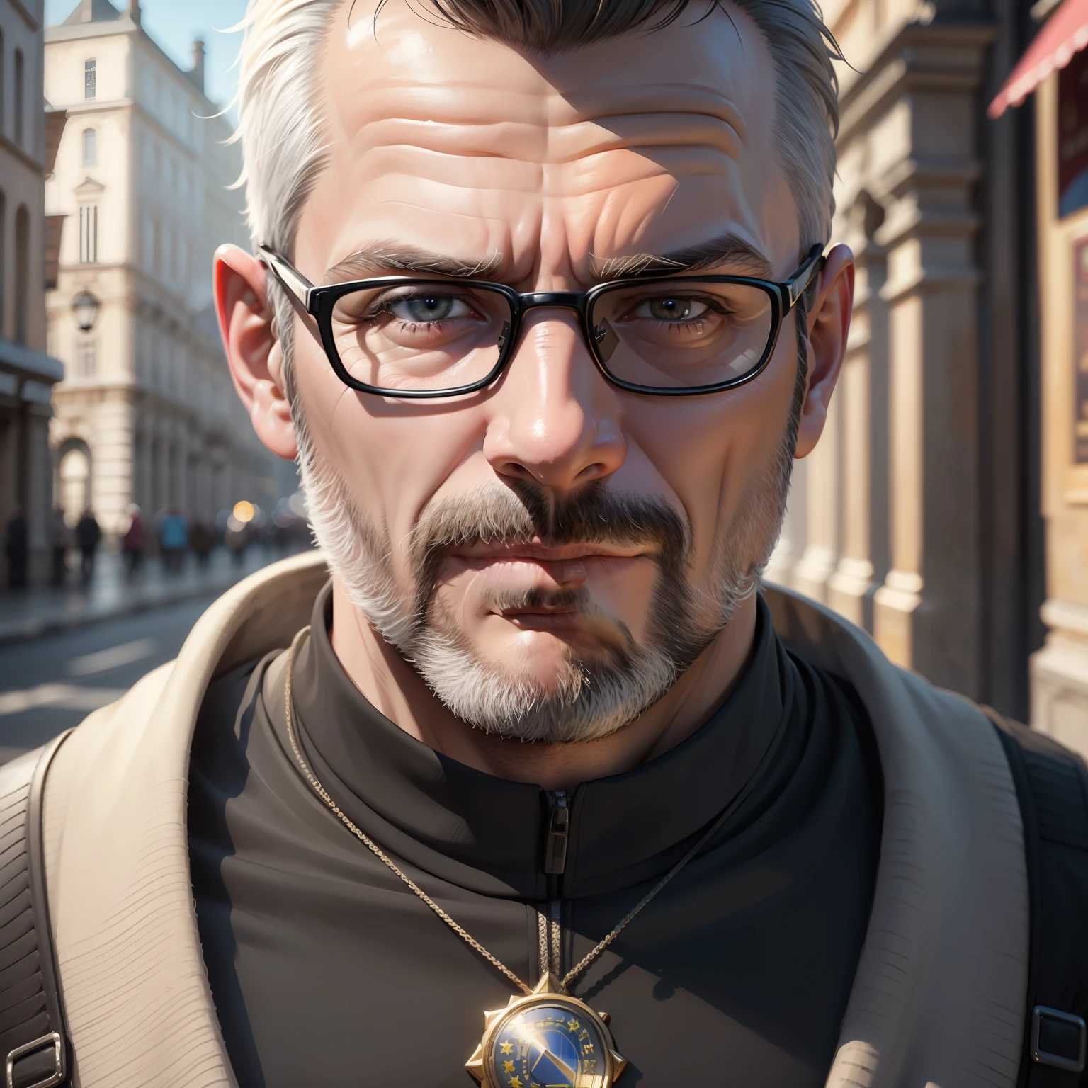 nvinkpunk, (((European middle-aged man))), Masterpiece, Best quality, ((Detailed face)), ((Award-Awarded)), (High detail), Sharp, 8K, trending on artstationh, Intricate