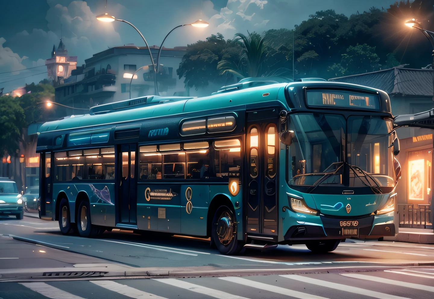 futuristic bus, brancos de fundo, Corpo Steampunk, detalhes intrincados, Magnificent, cinemactic, high resolution, 4k,