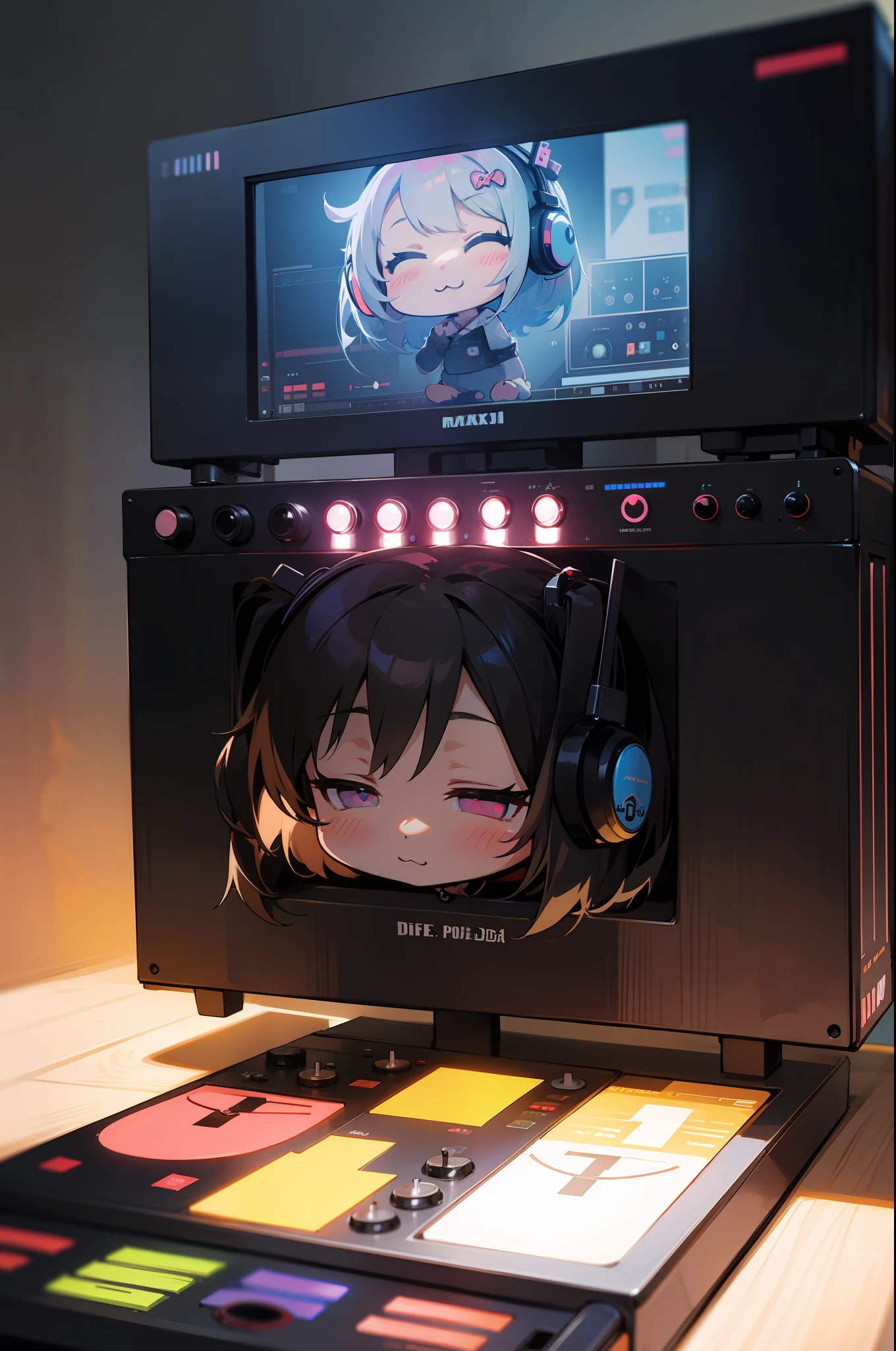 chibi kawaii waifu dj djing kawaii decks mixer studio
