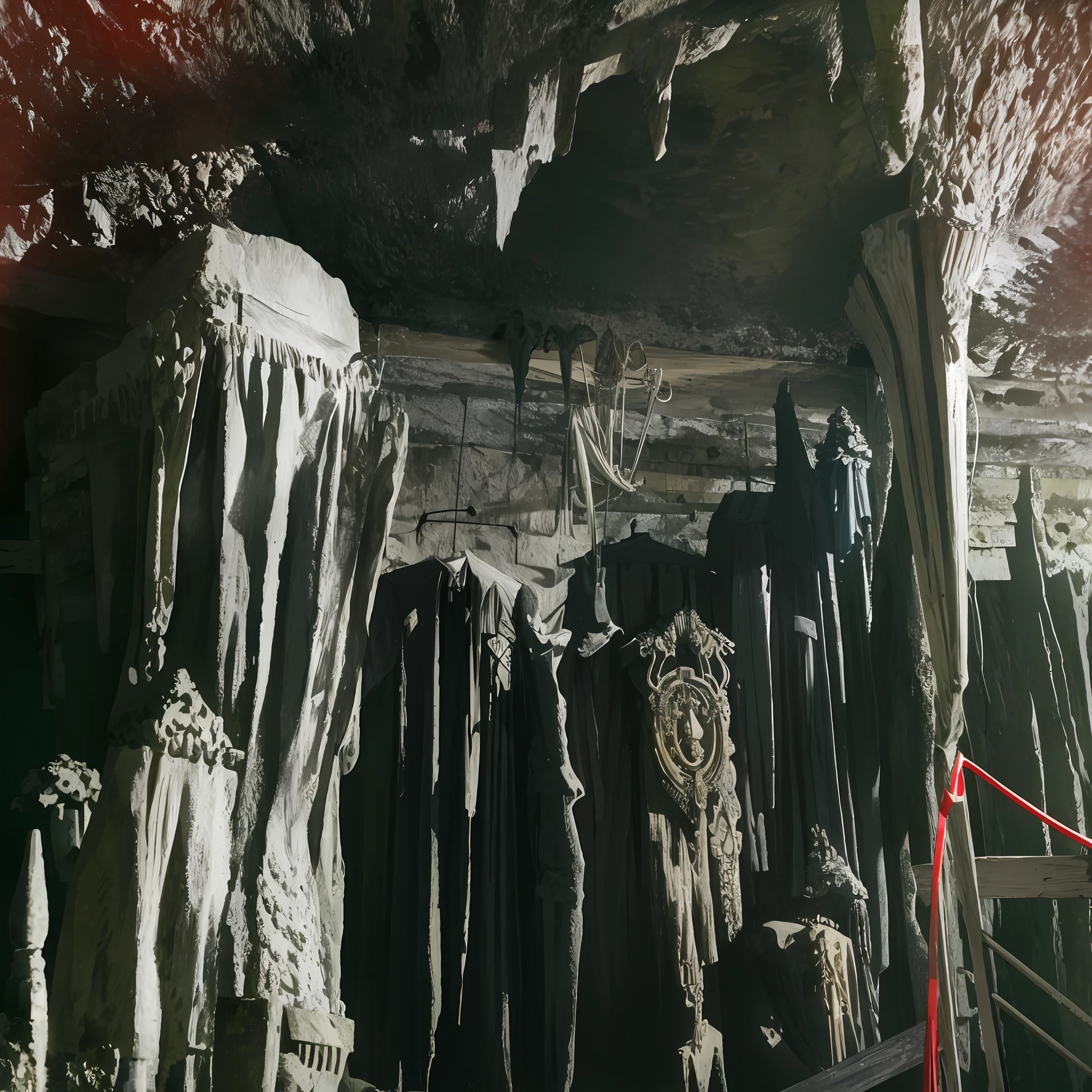 A Gothic cave clock,There are milkstones, poplar trees, and magic array stone carvings