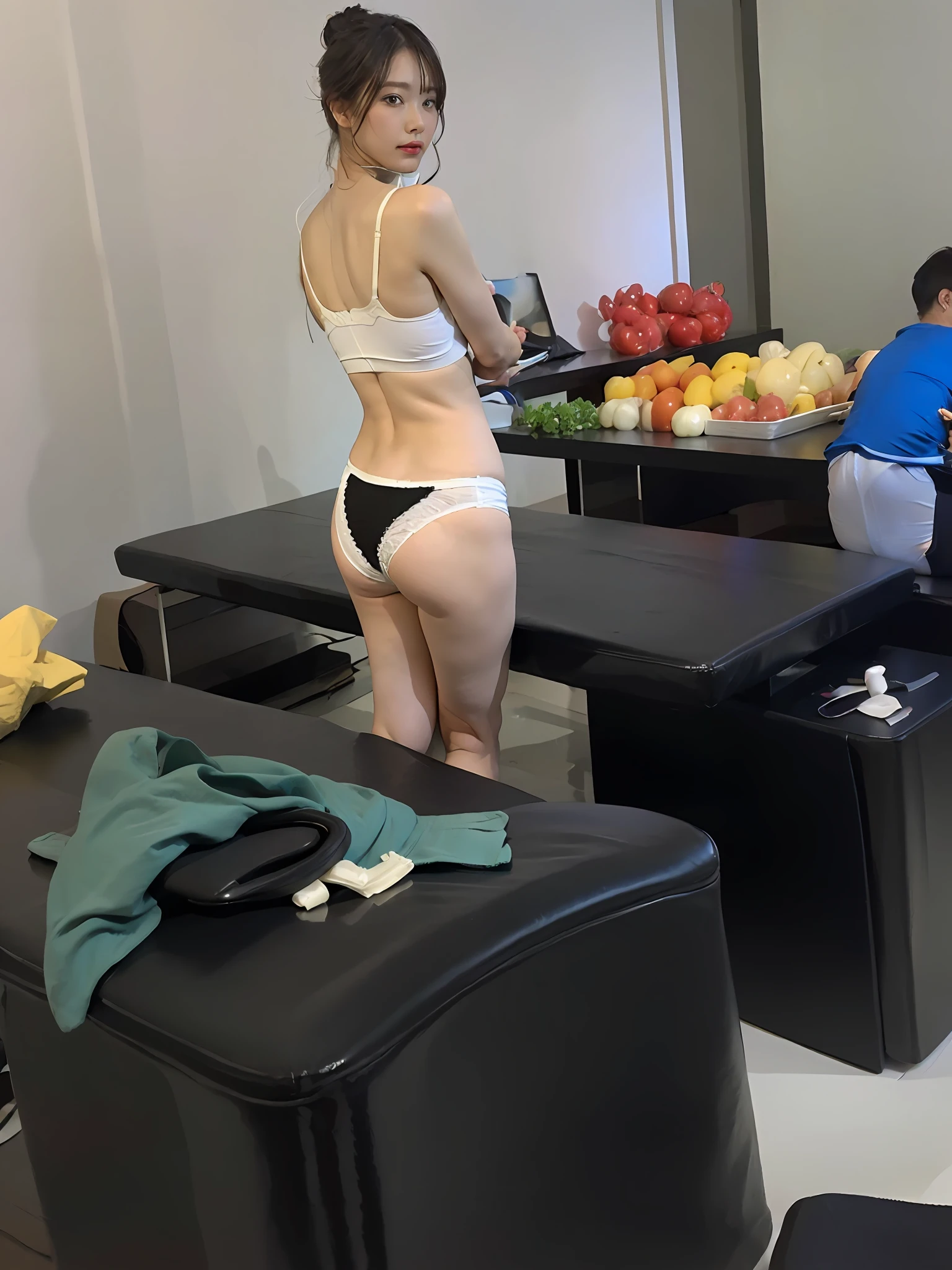 Wear white underwear and white panties,Side rear view,(white panties),((White three-point panties)),(revealing buttocks),(Exposed Body),(Exposing thighs),(super detailed body),(Super delicate buttocks),(Super delicate legs),(Three-point underwear),(White underwear)