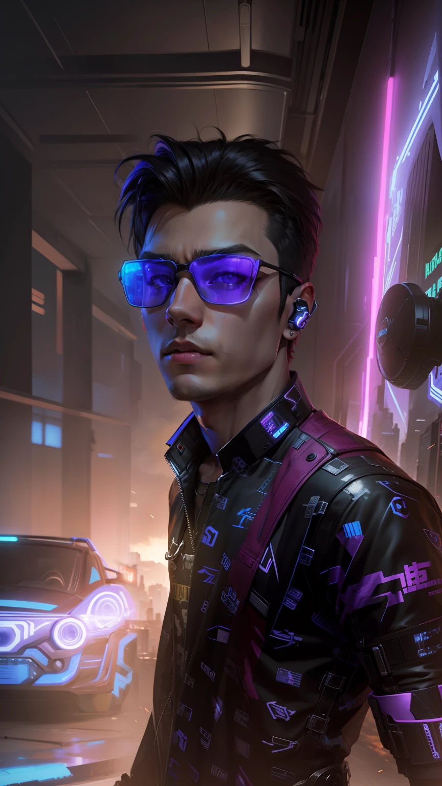 Chan background cyberpunk handsome boy, realistic face, 8k, ultra realistic,